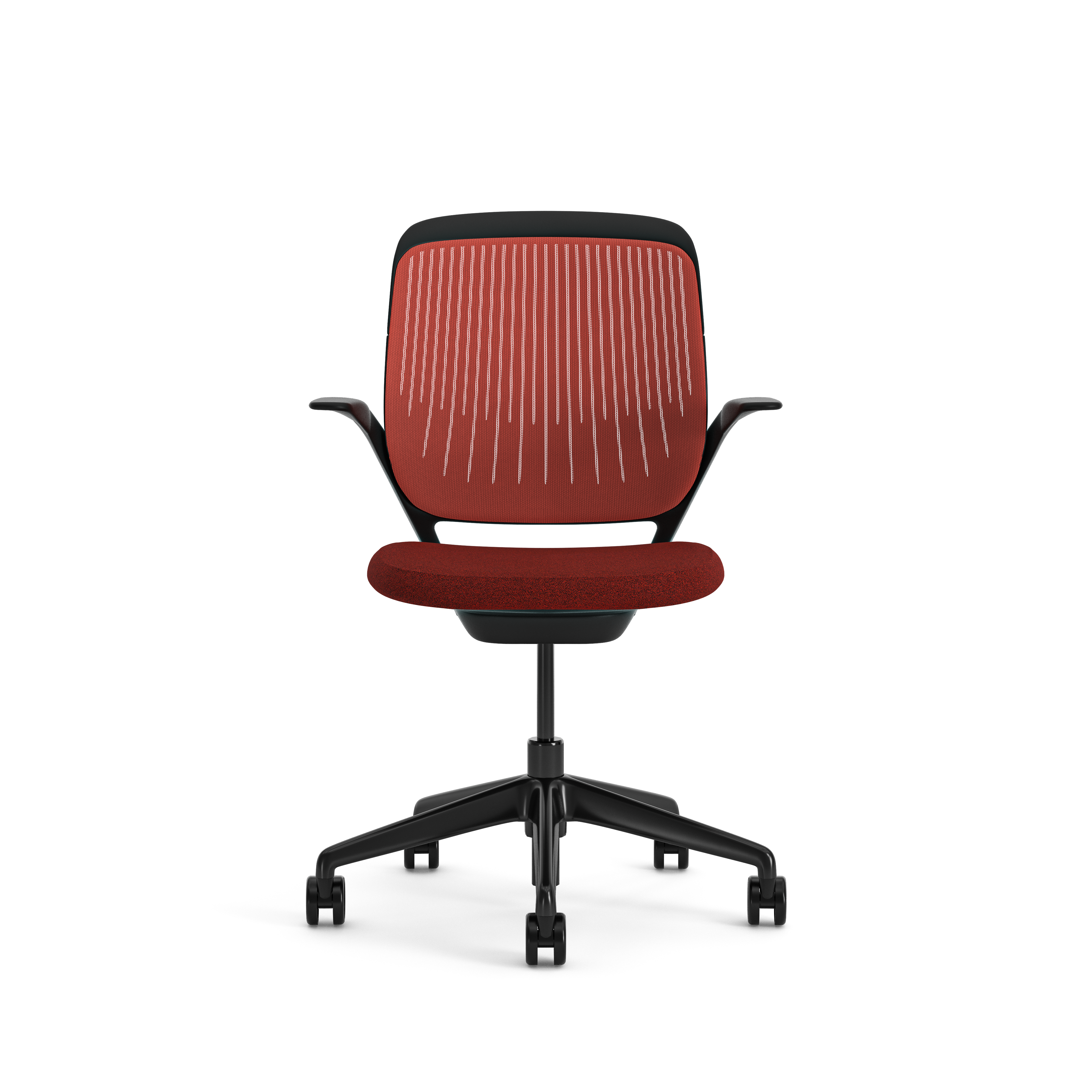 Fauteuil pivotant Cobi - structure et piétement noir - tissu et résille - piétement sur roulettes