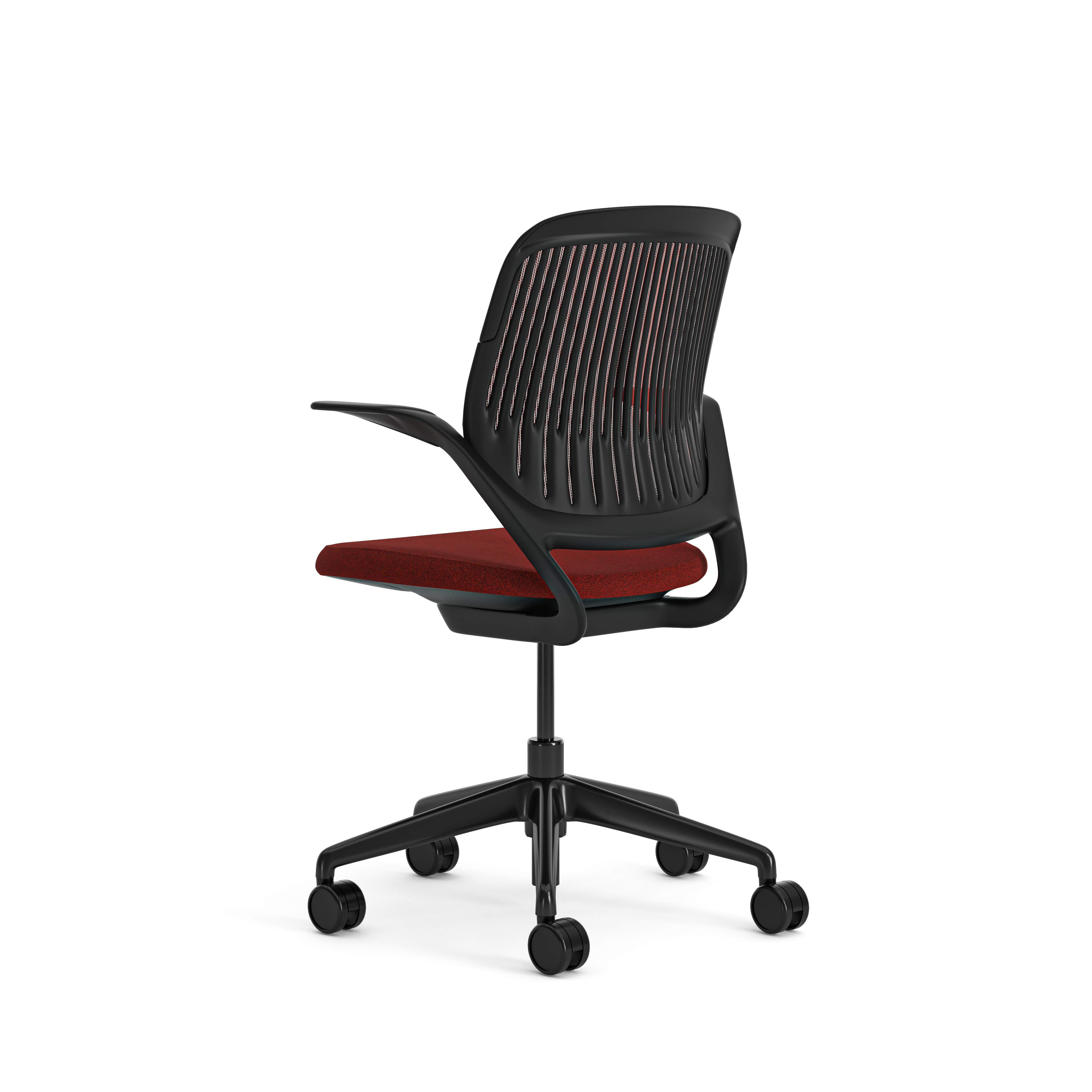 Fauteuil pivotant Cobi - structure et piétement noir - tissu et résille - piétement sur roulettes