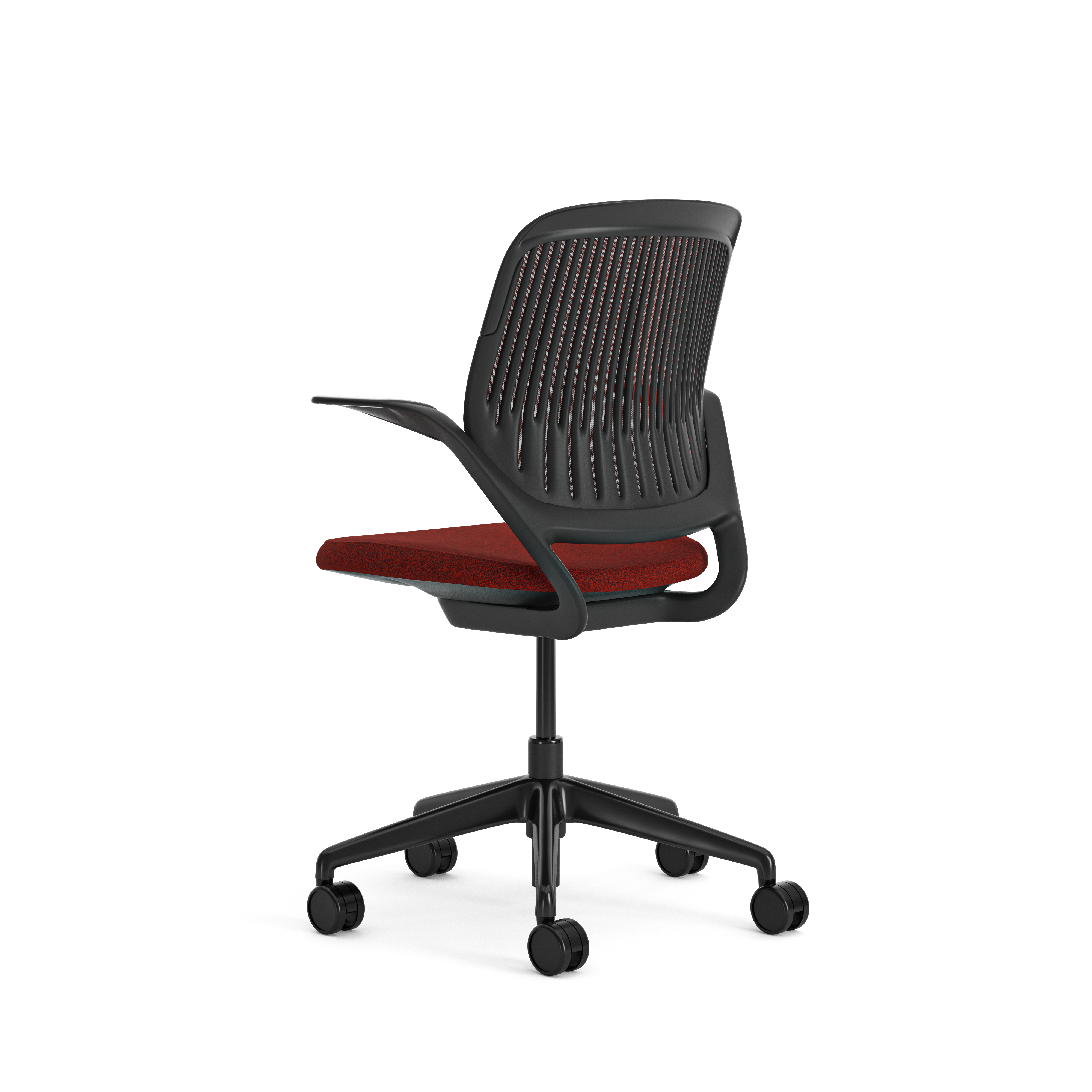 Fauteuil pivotant Cobi - structure et piétement noir - tissu et résille - piétement sur roulettes