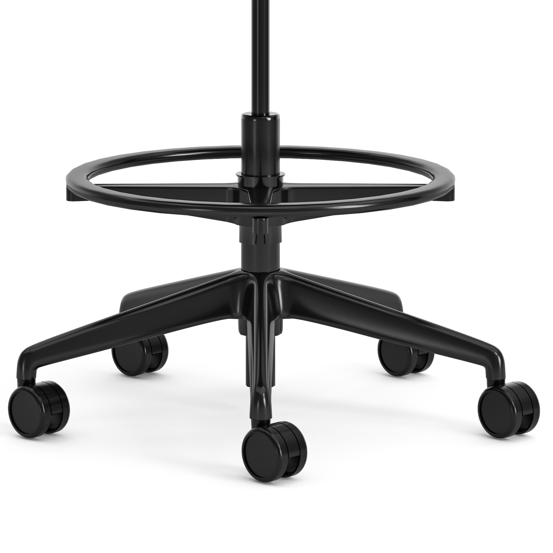 Chaise haute pivotante Cobi - structure et piétement noir - tissu et résille - piétement sur roulettes