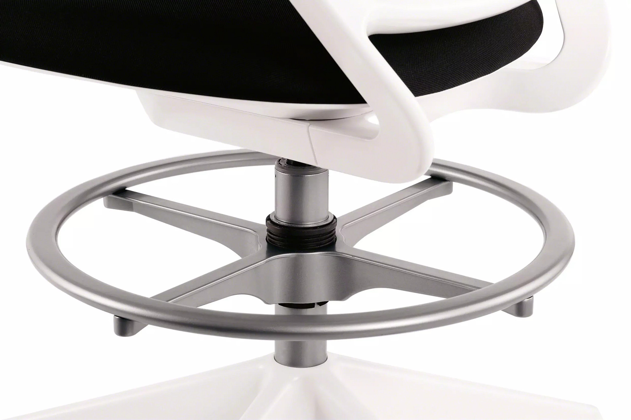 Fauteuil haut pivotant Cobi - structure et piétement blanc - tissu et résille - piétement sur roulettes