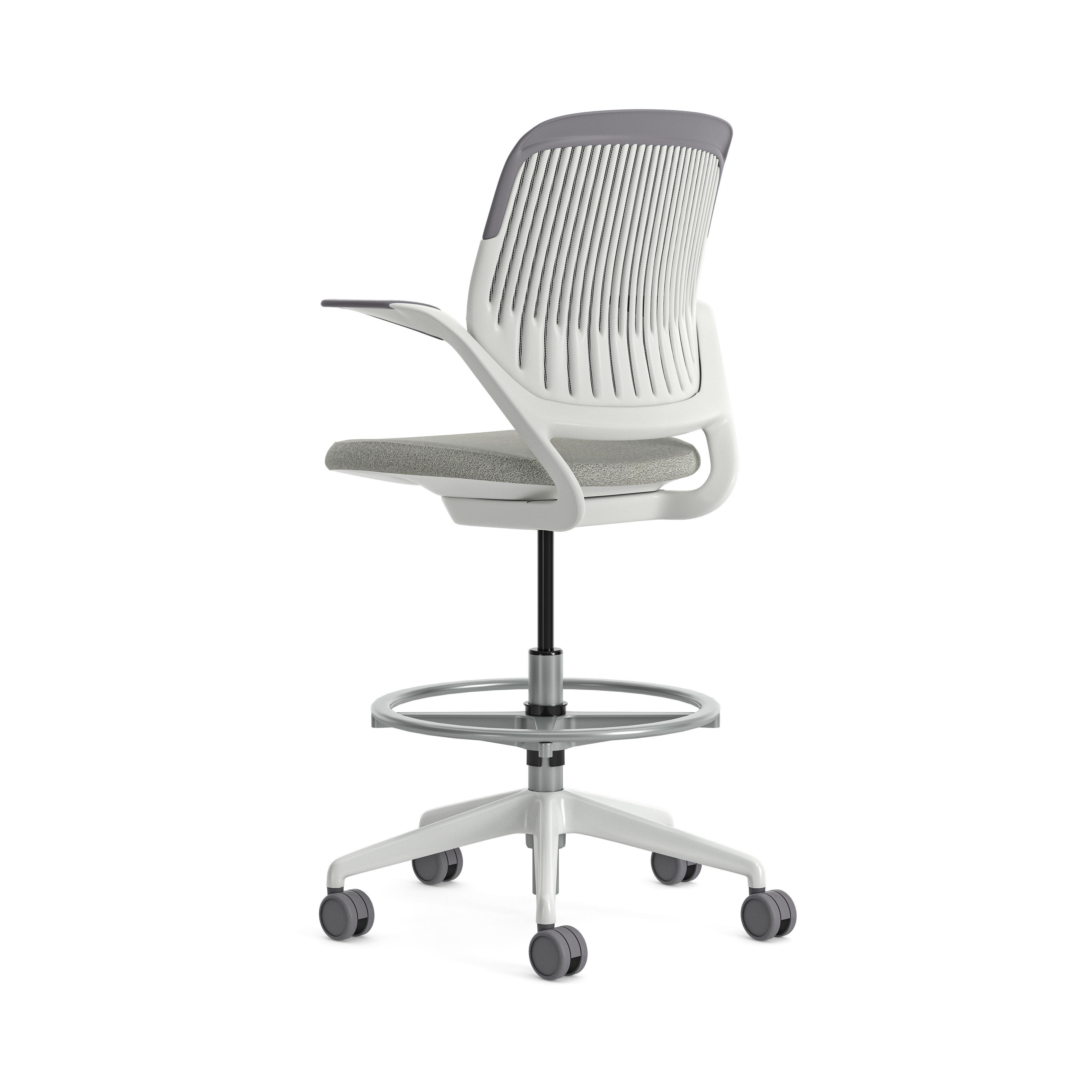 Fauteuil haut pivotant Cobi - structure et piétement blanc - tissu et résille - piétement sur roulettes