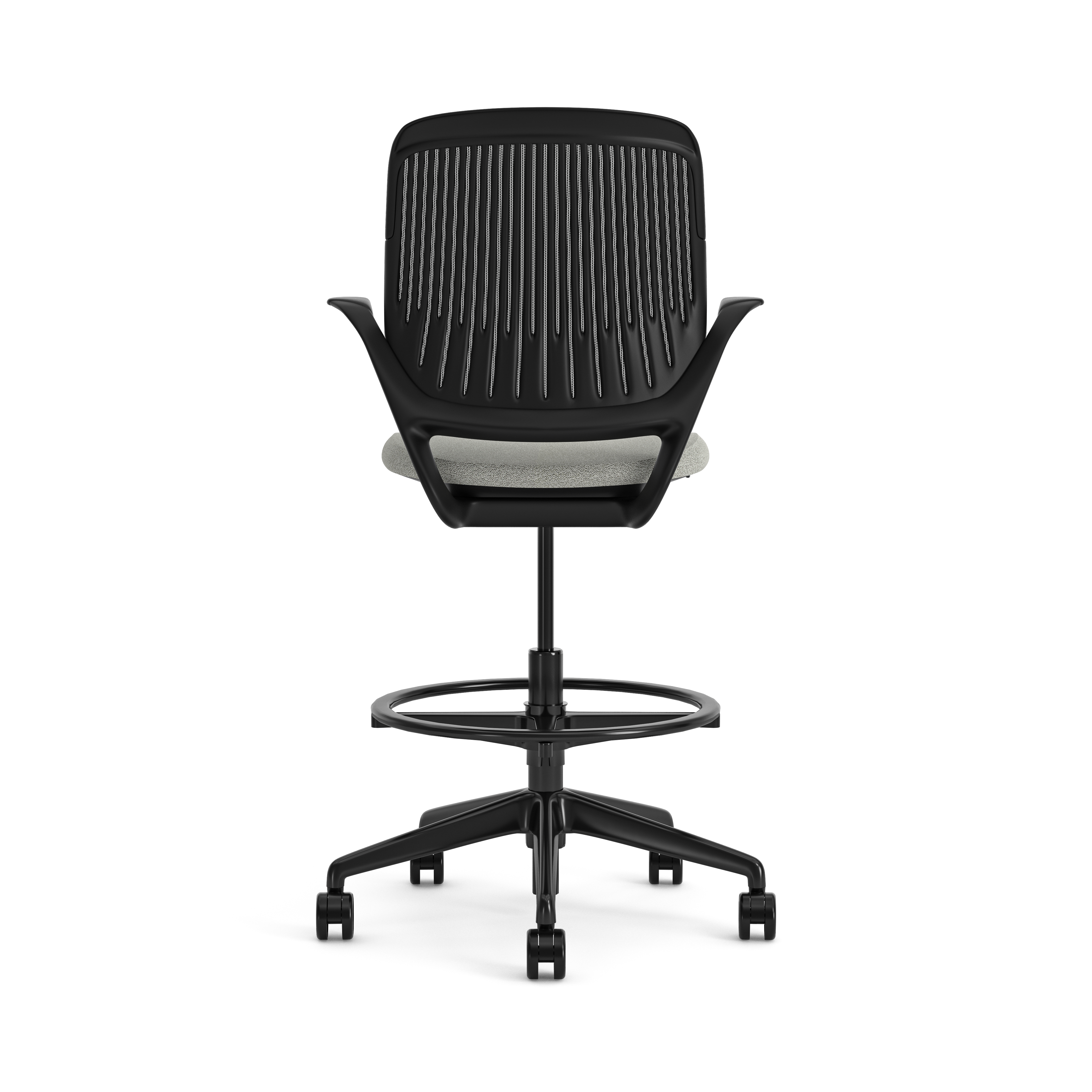 Fauteuil haut pivotant Cobi - structure et piétement noir - tissu et résille - piétement sur roulettes