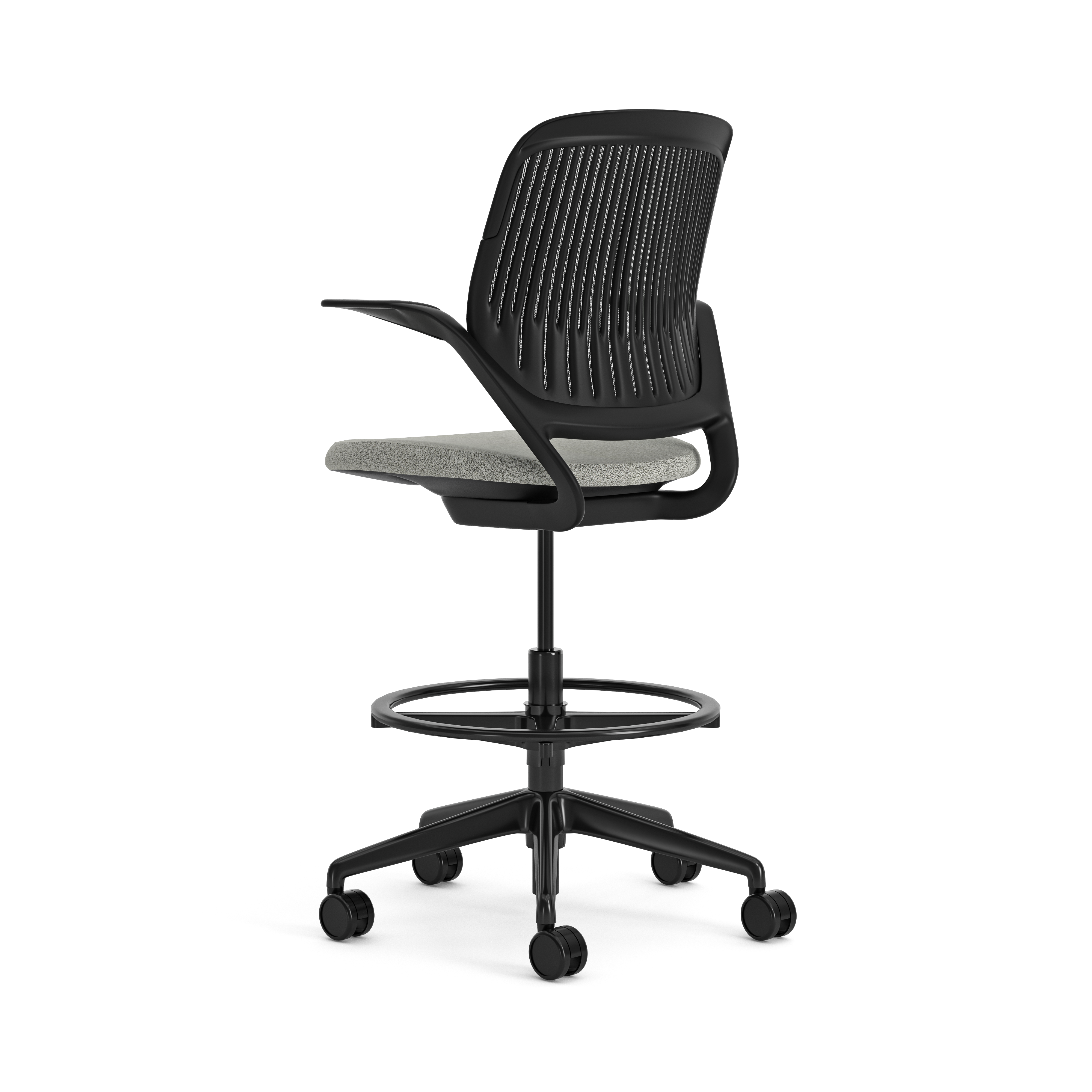 Fauteuil haut pivotant Cobi - structure et piétement noir - tissu et résille - piétement sur roulettes