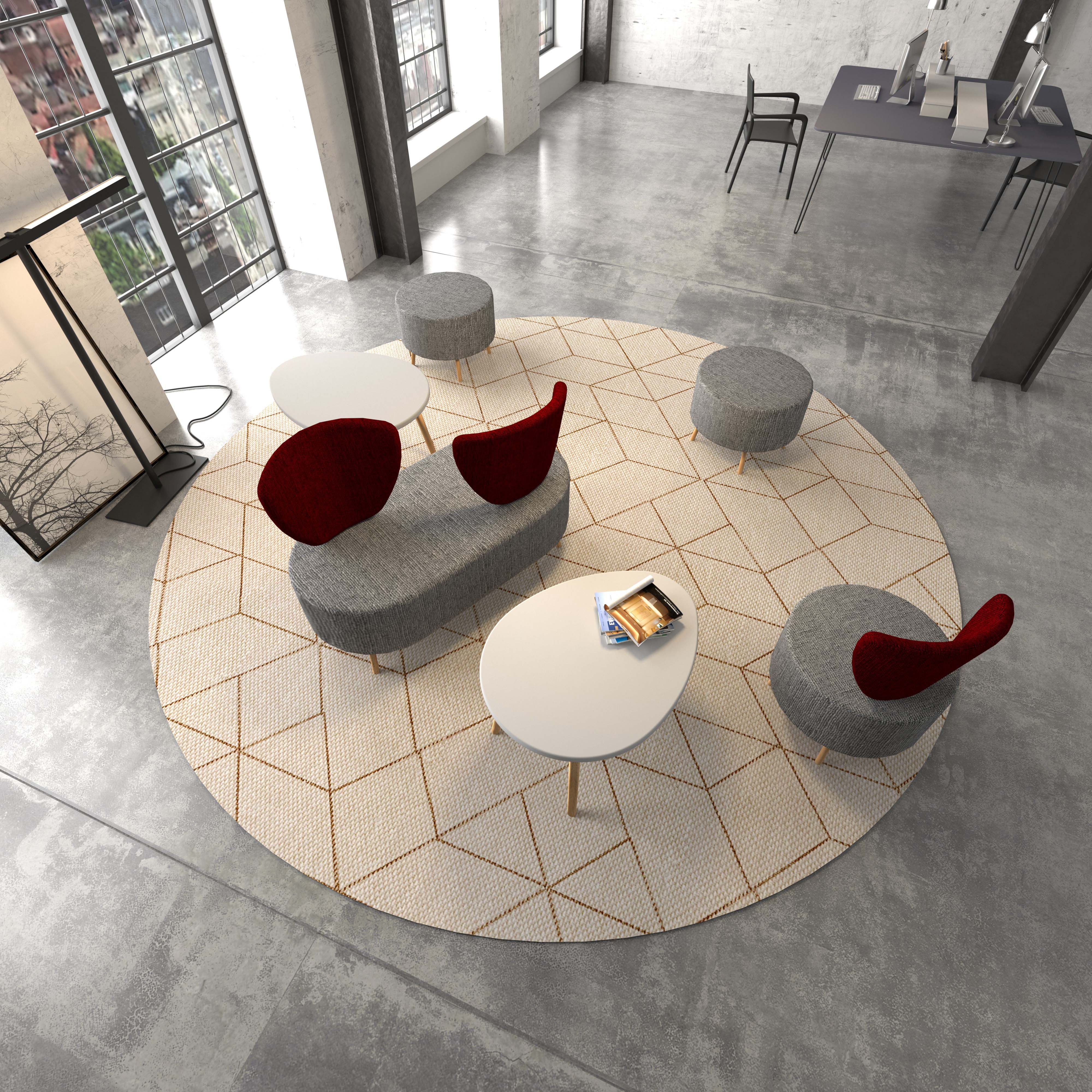 Pouf Bulle - pieds chromés - tissu