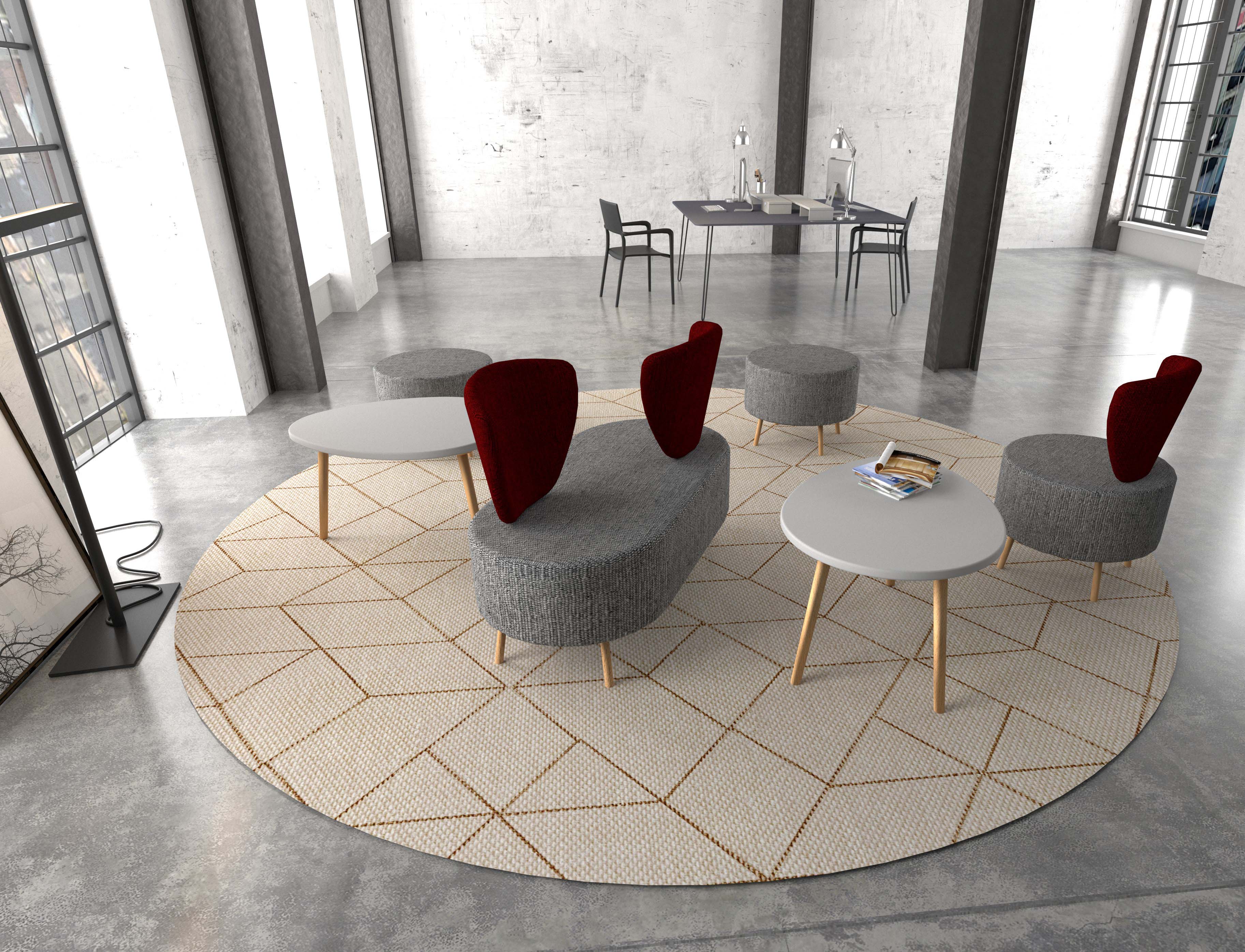 Pouf Bulle - pieds chromés - tissu