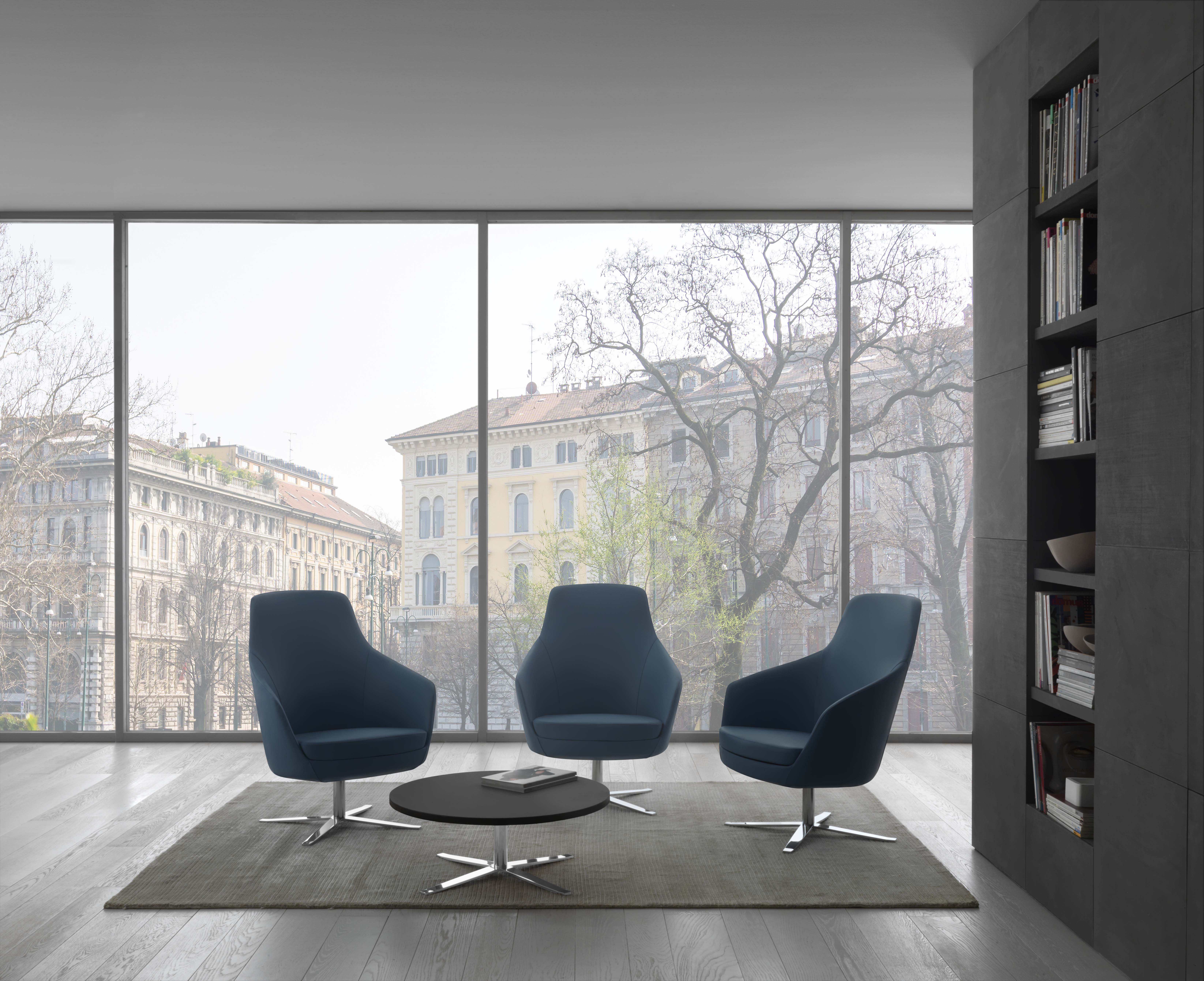 Fauteuil dossier moyen Drift - piétement 4 branches chromé - textile enduit