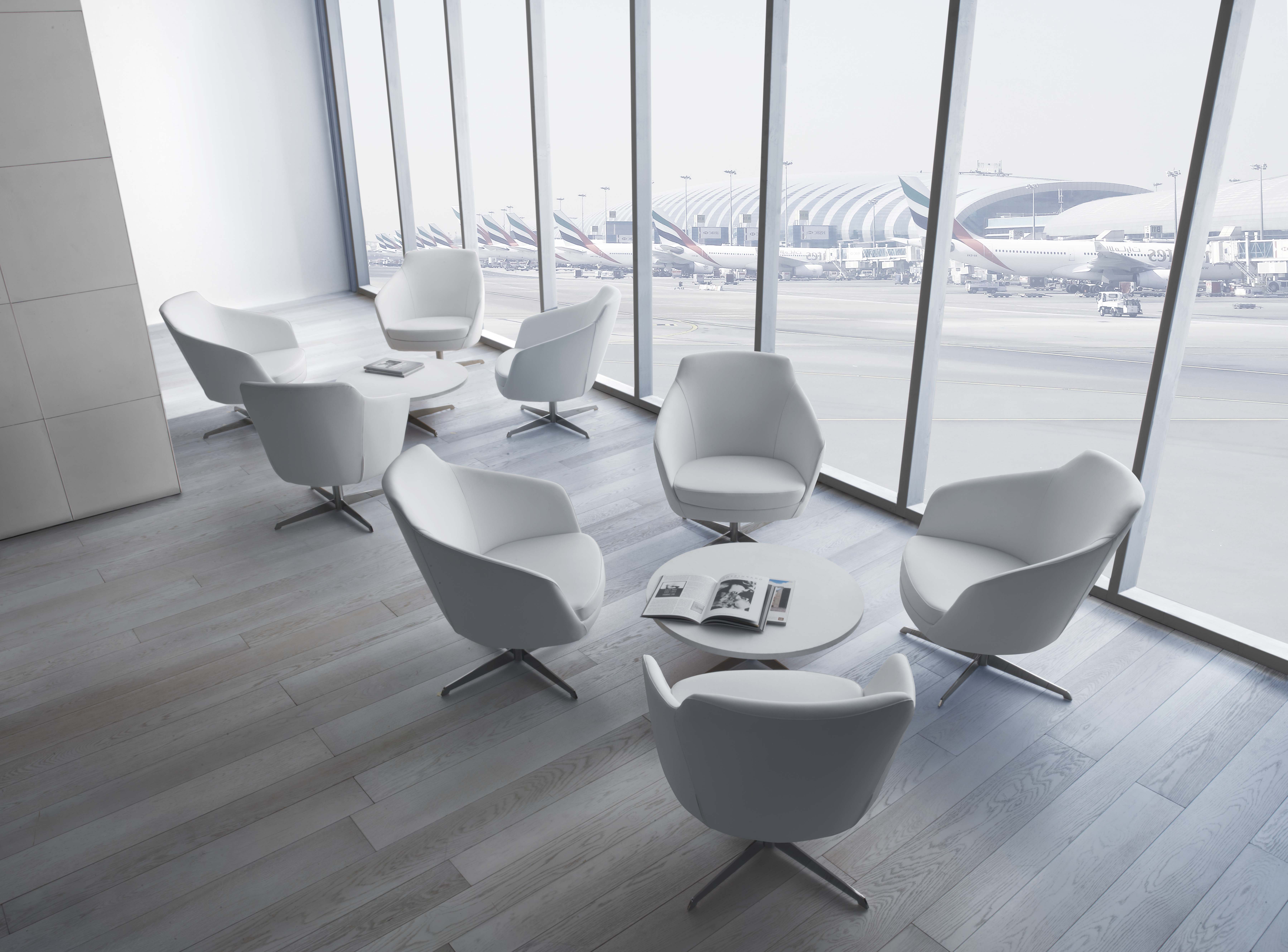 Fauteuil dossier bas Drift - piétement 4 branches chromé - tissu