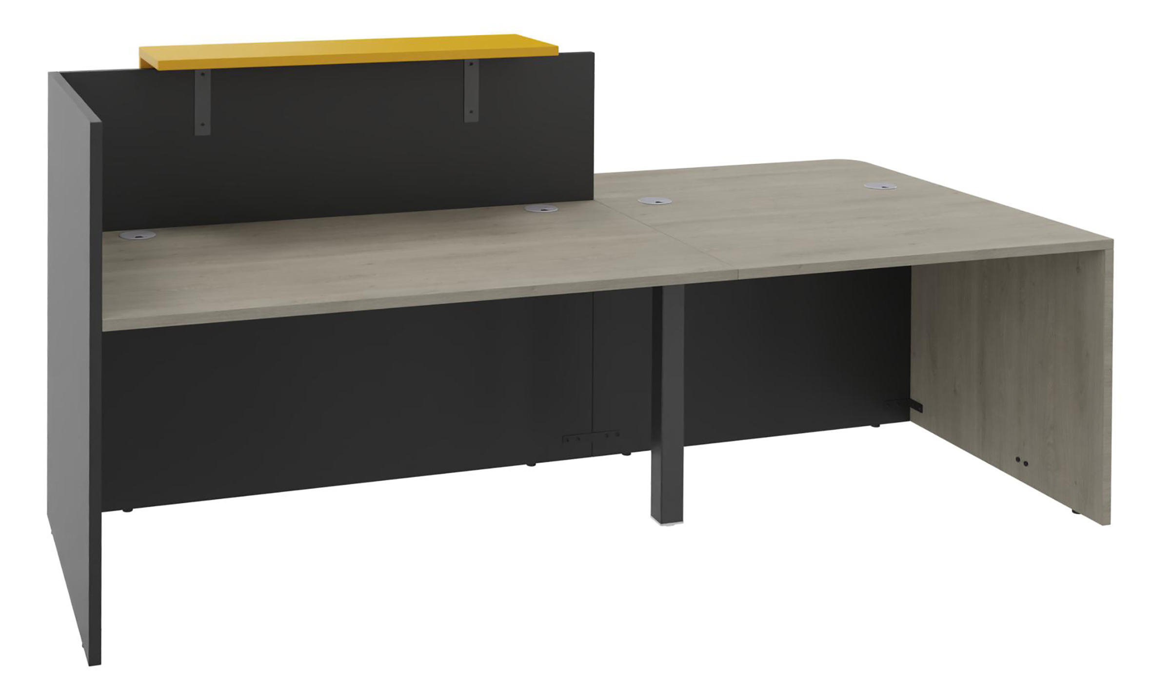 Banque d'accueil droite Ola - l. 242,5 x pr. 115 cm - avec comptoir bas PMR