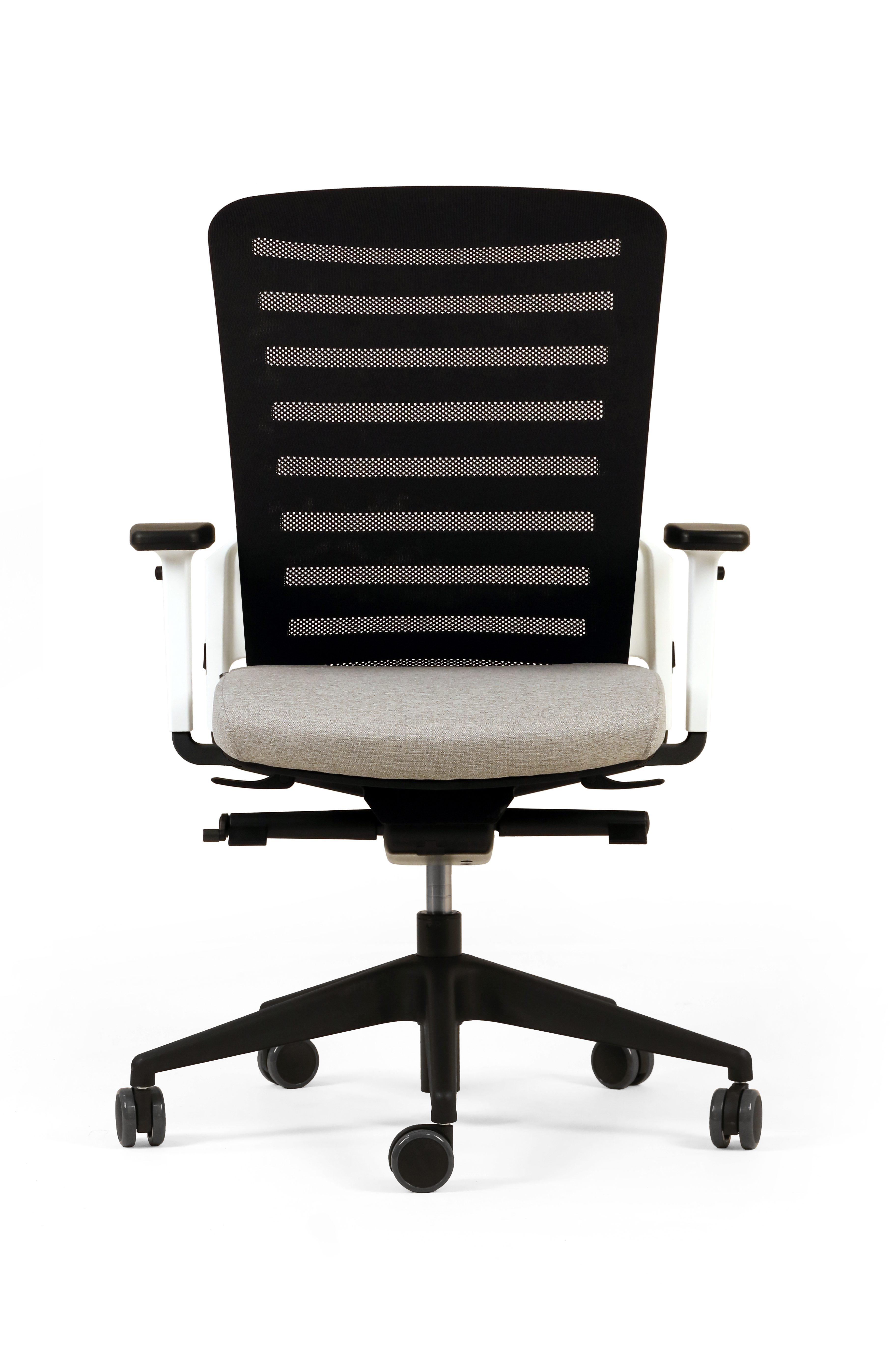 Fauteuil de bureau F8 - assise tissu et dossier résille Stripes 2 - piétement époxy