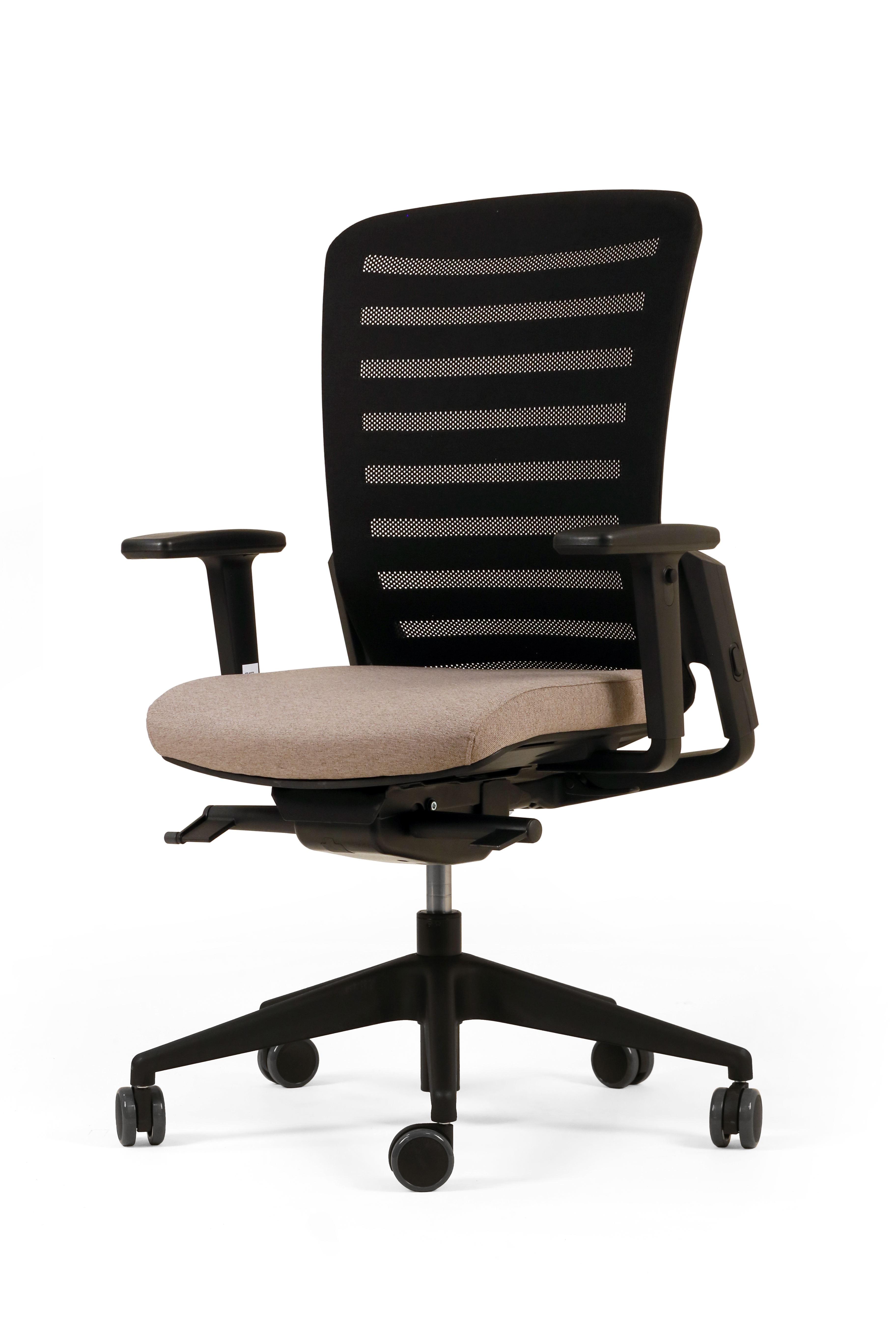 Fauteuil de bureau F8 - assise tissu et dossier résille Stripes 2 - piétement époxy