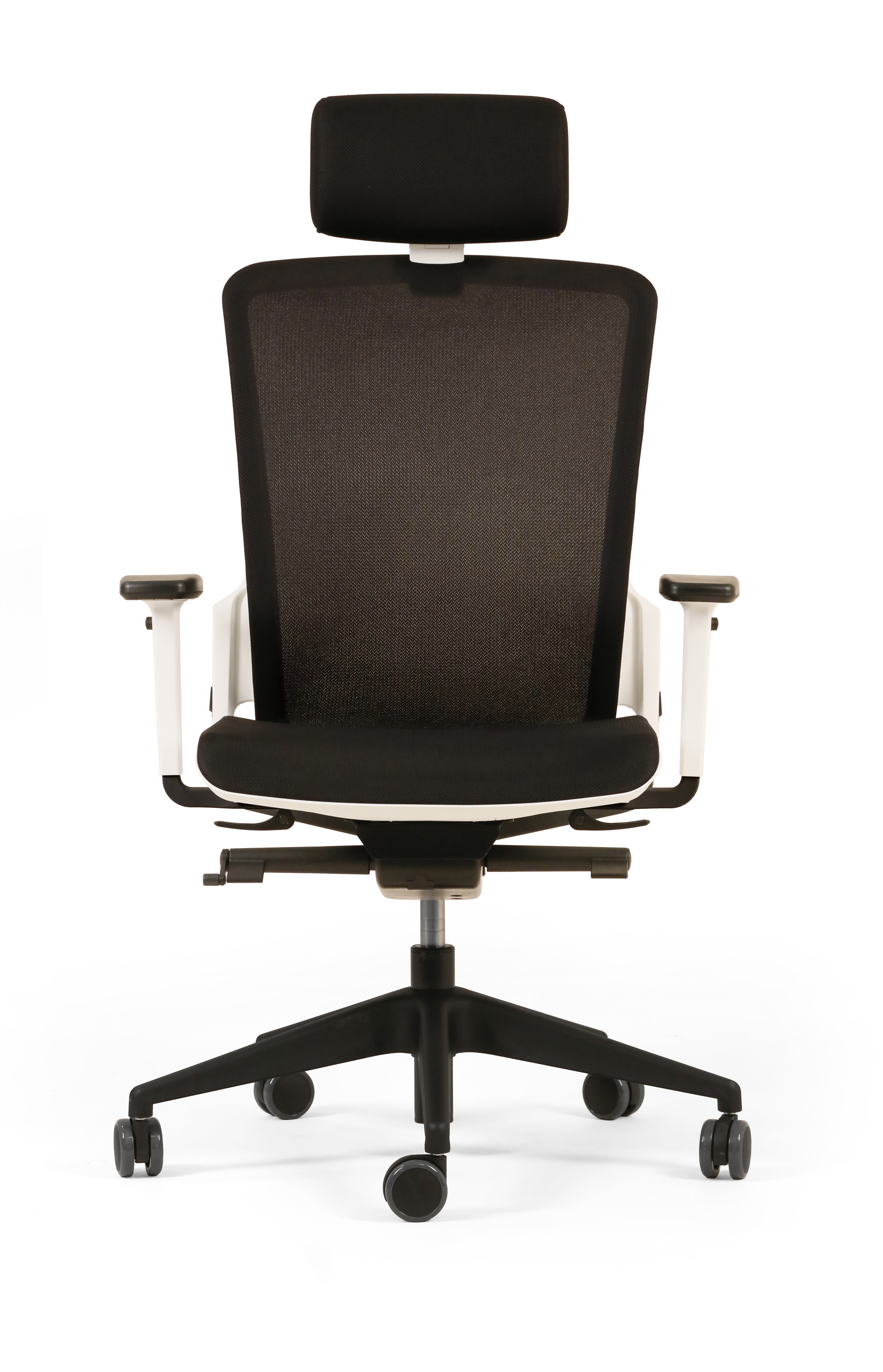 Fauteuil de bureau F6 - assise et dossier résille Rythm - piétement époxy - avec appui-tête
