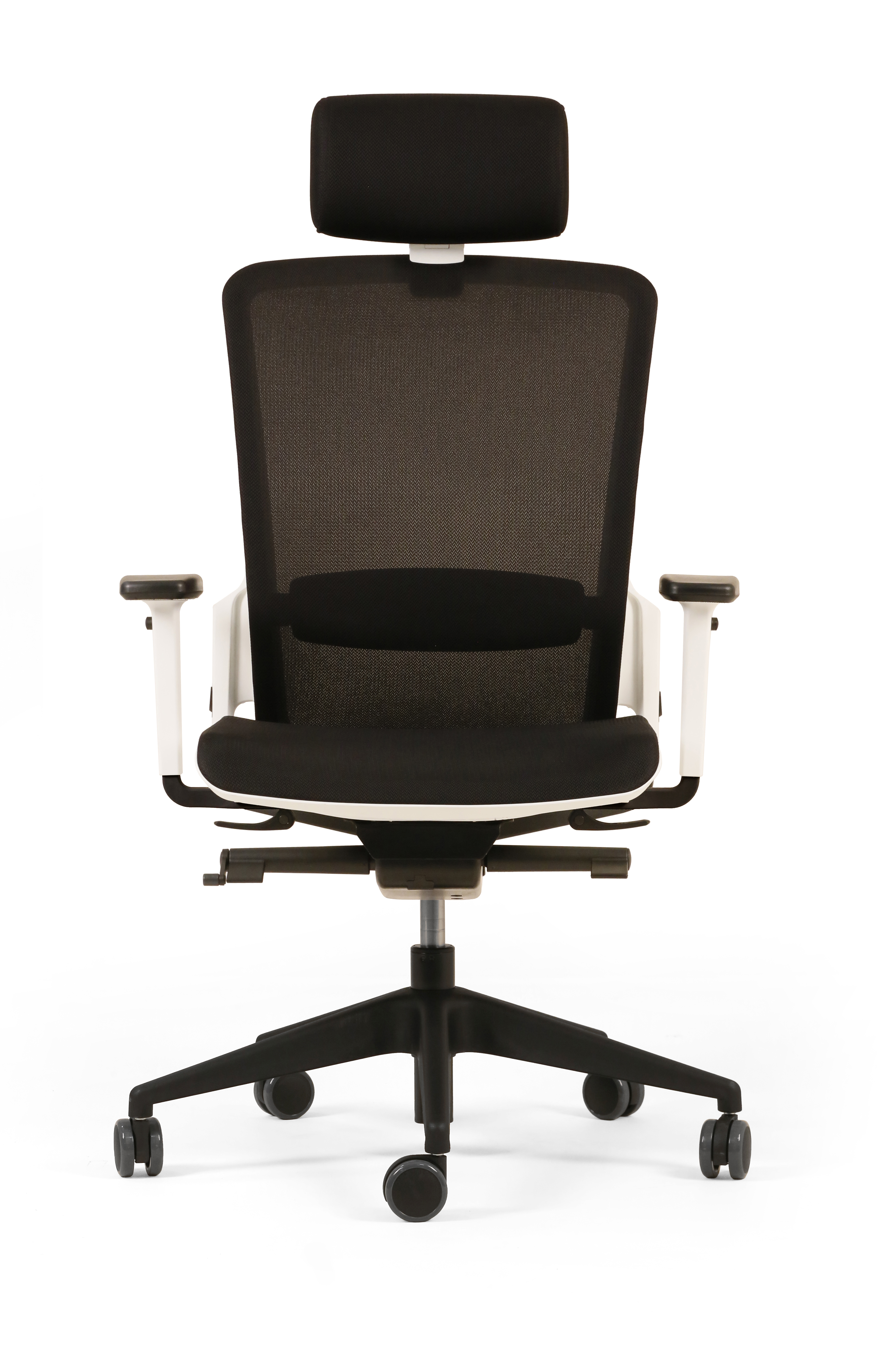 Fauteuil de bureau F6 - assise et dossier résille Rythm - piétement époxy - avec appui-tête