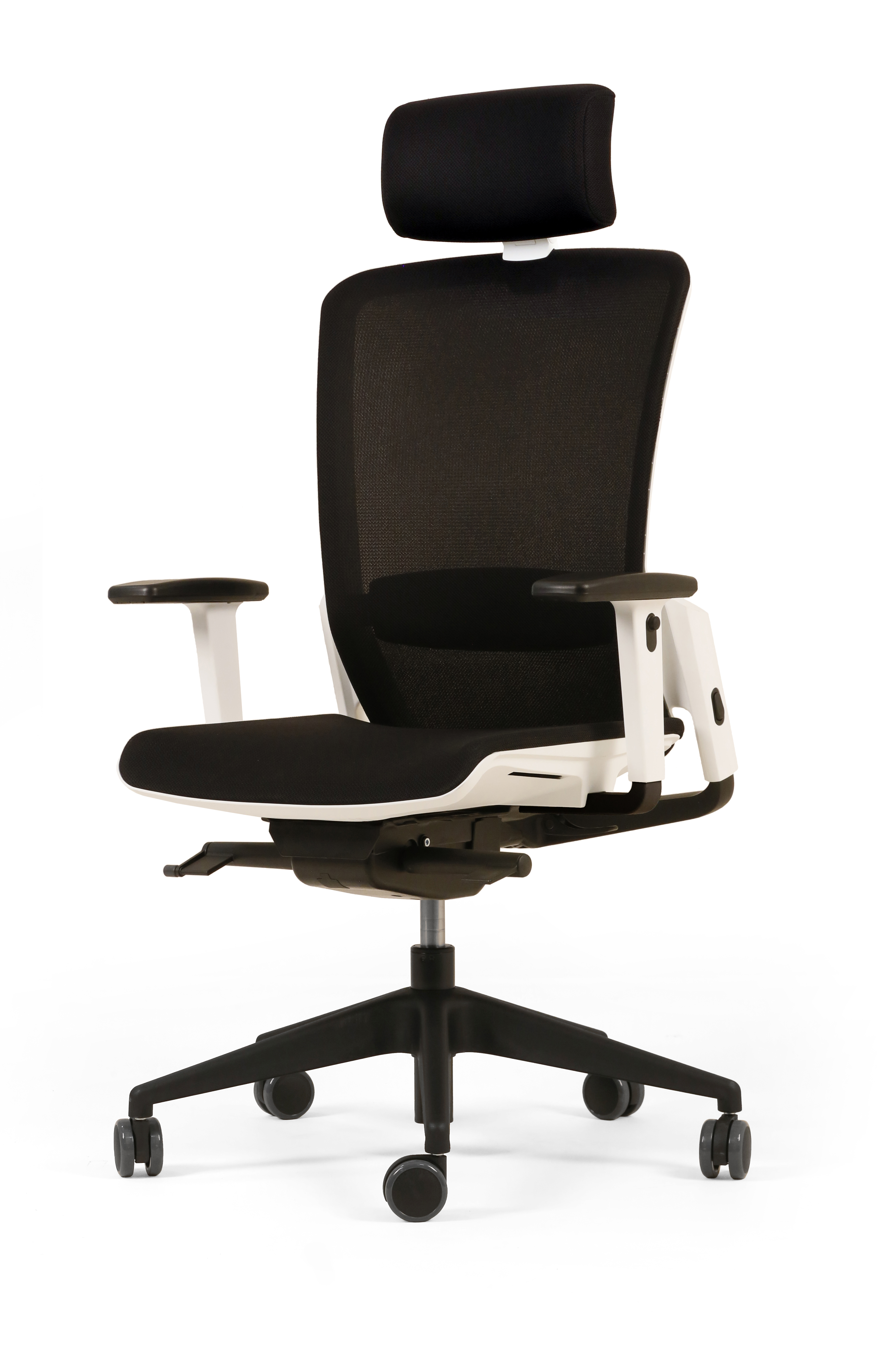 Fauteuil de bureau F6 - assise et dossier résille Rythm - piétement époxy - avec appui-tête