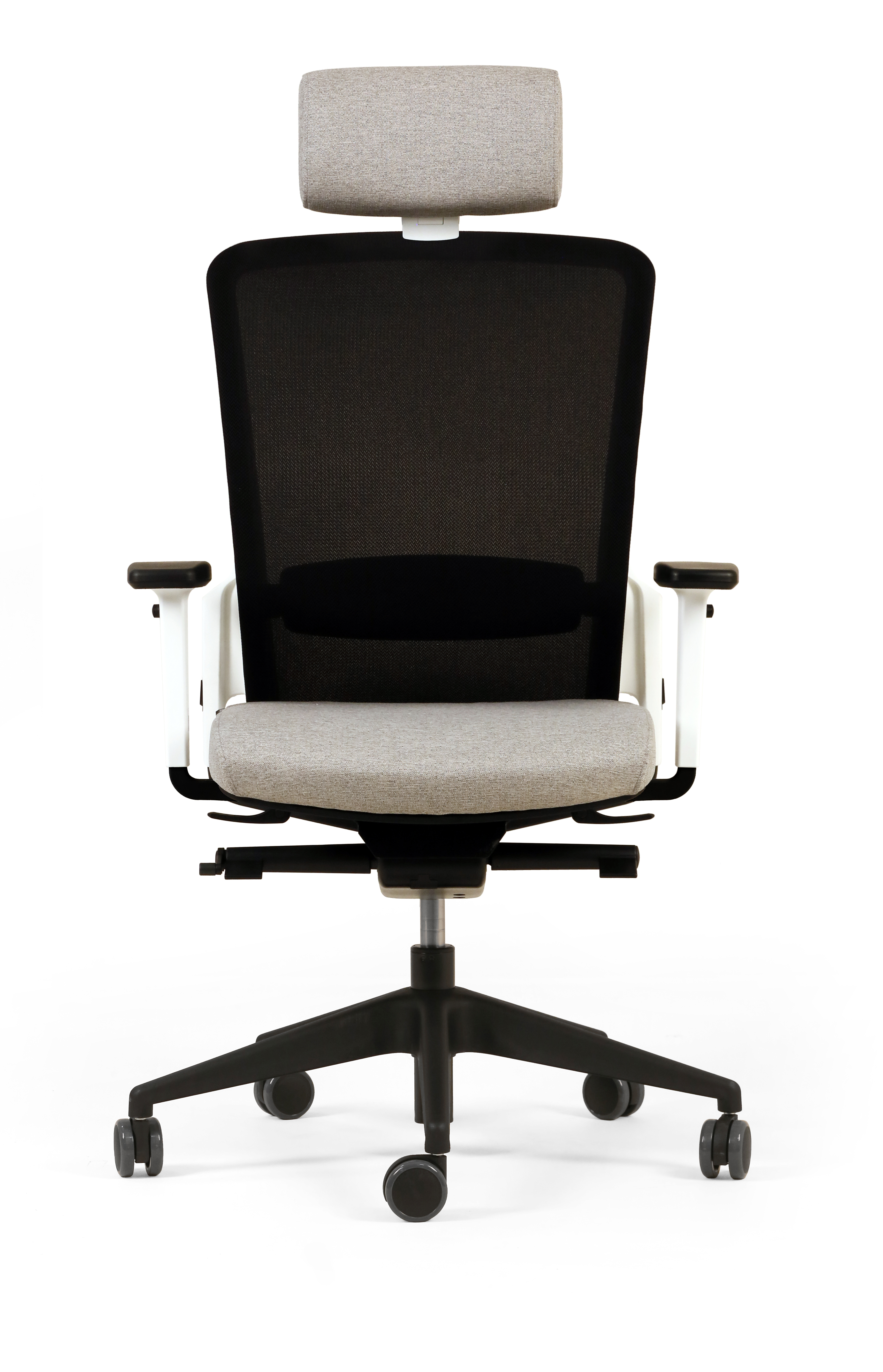 Fauteuil de bureau F8 - assise tissu et dossier résille Rythm - piétement époxy - avec appui-tête