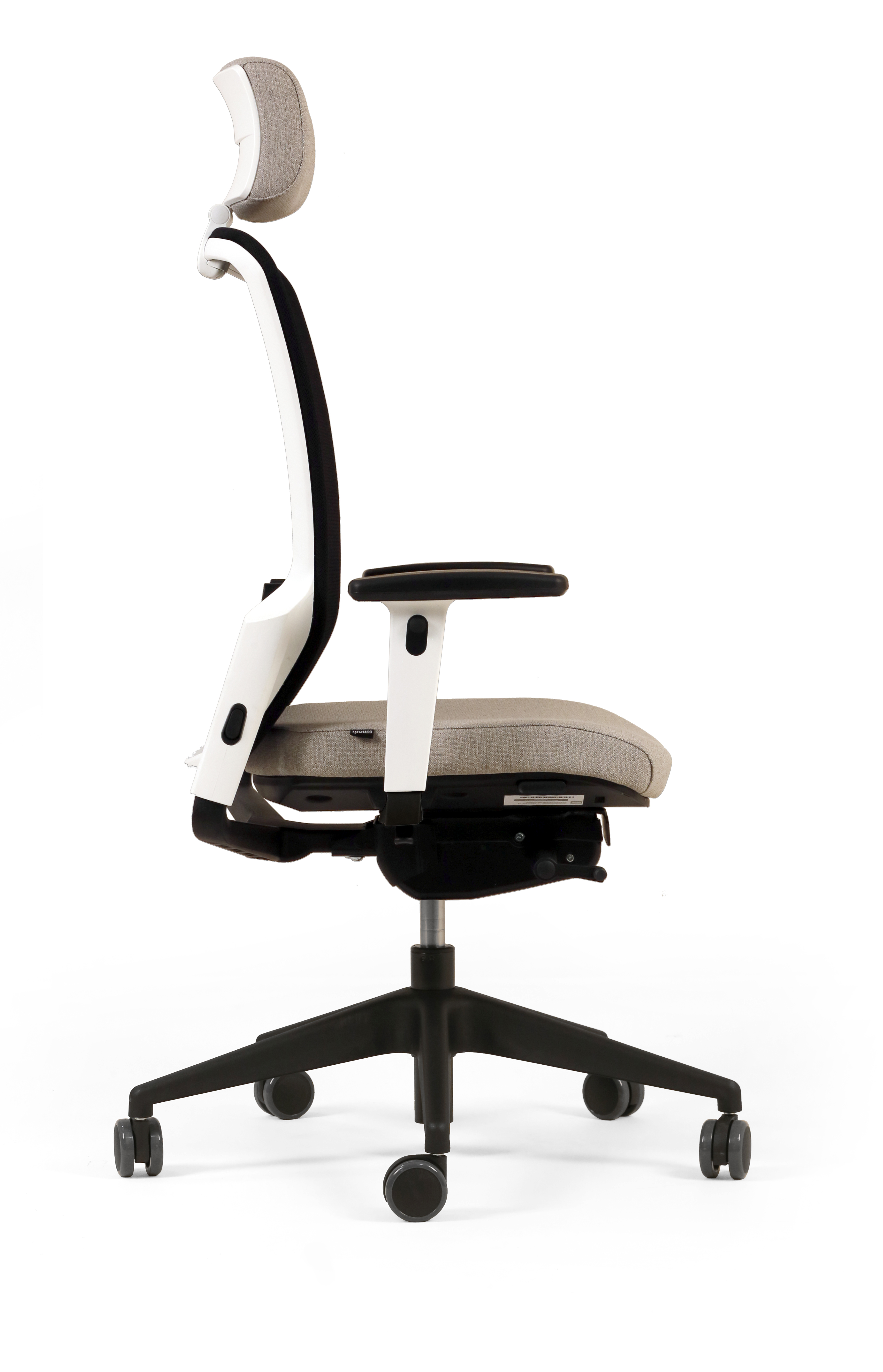 Fauteuil de bureau F8 - assise tissu et dossier résille Rythm - piétement époxy - avec appui-tête