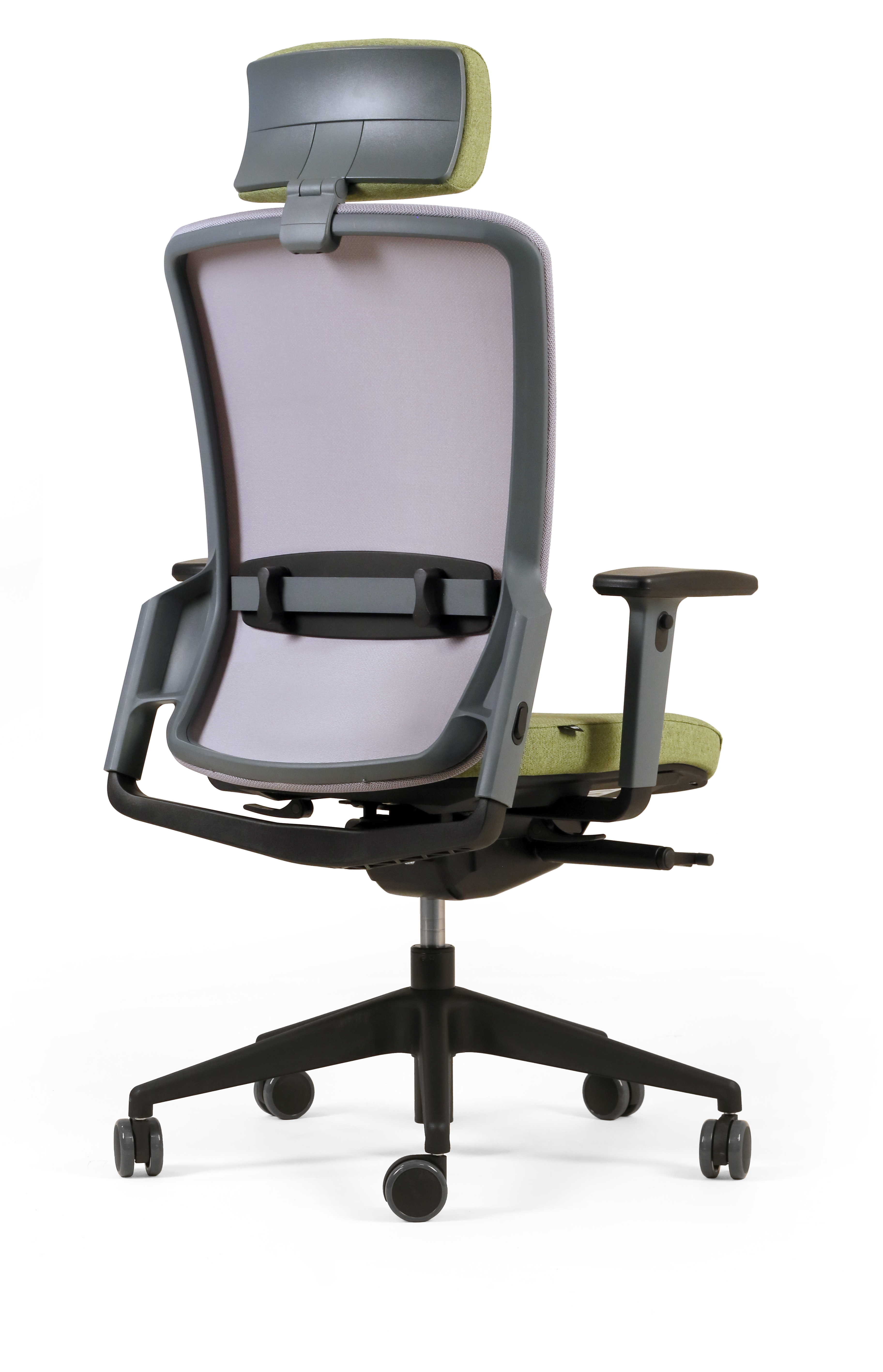 Fauteuil de bureau F8 - assise tissu et dossier résille Rythm - piétement époxy - avec appui-tête