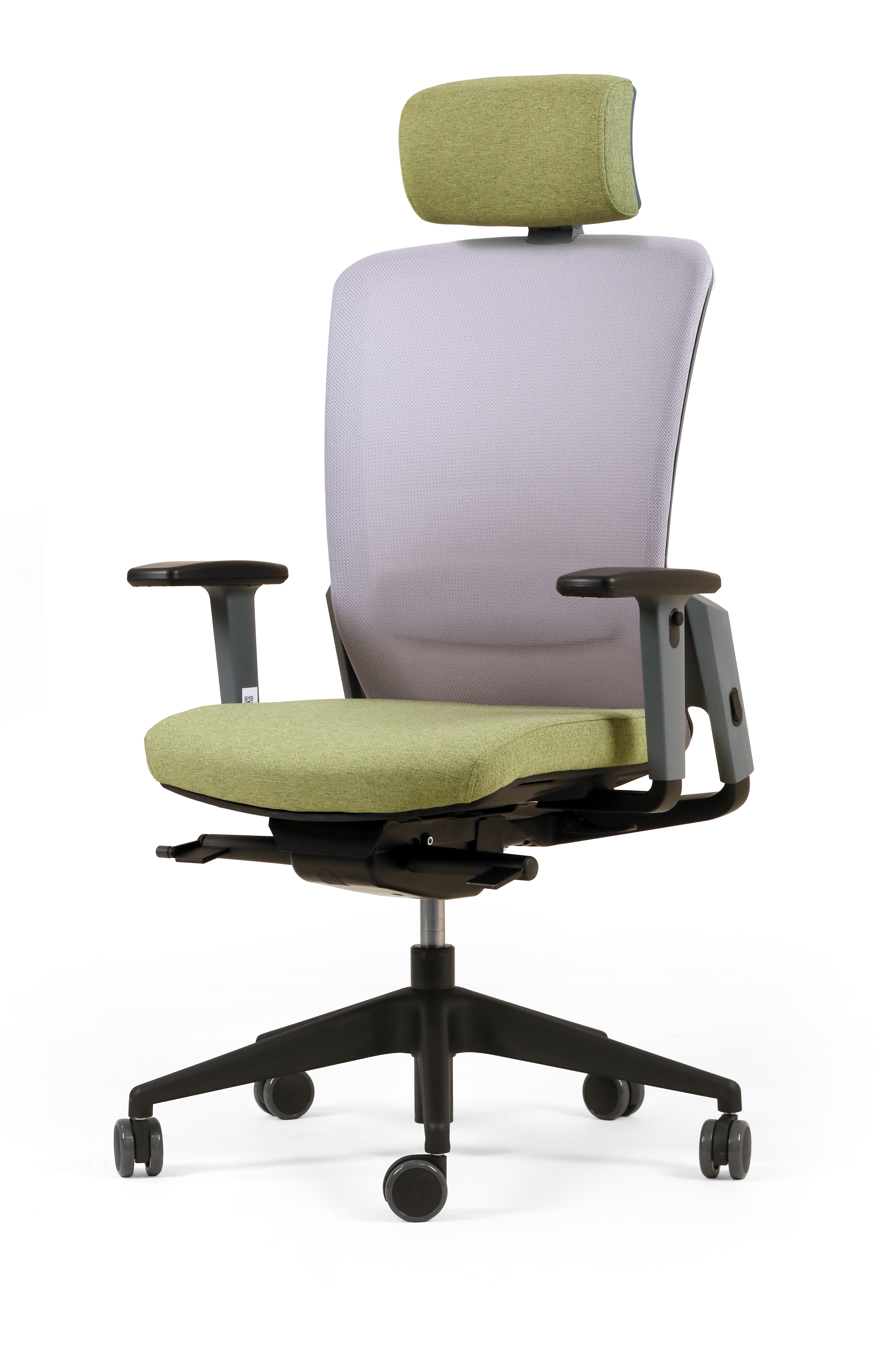 Fauteuil de bureau F8 - assise tissu et dossier résille Rythm - piétement époxy - avec appui-tête