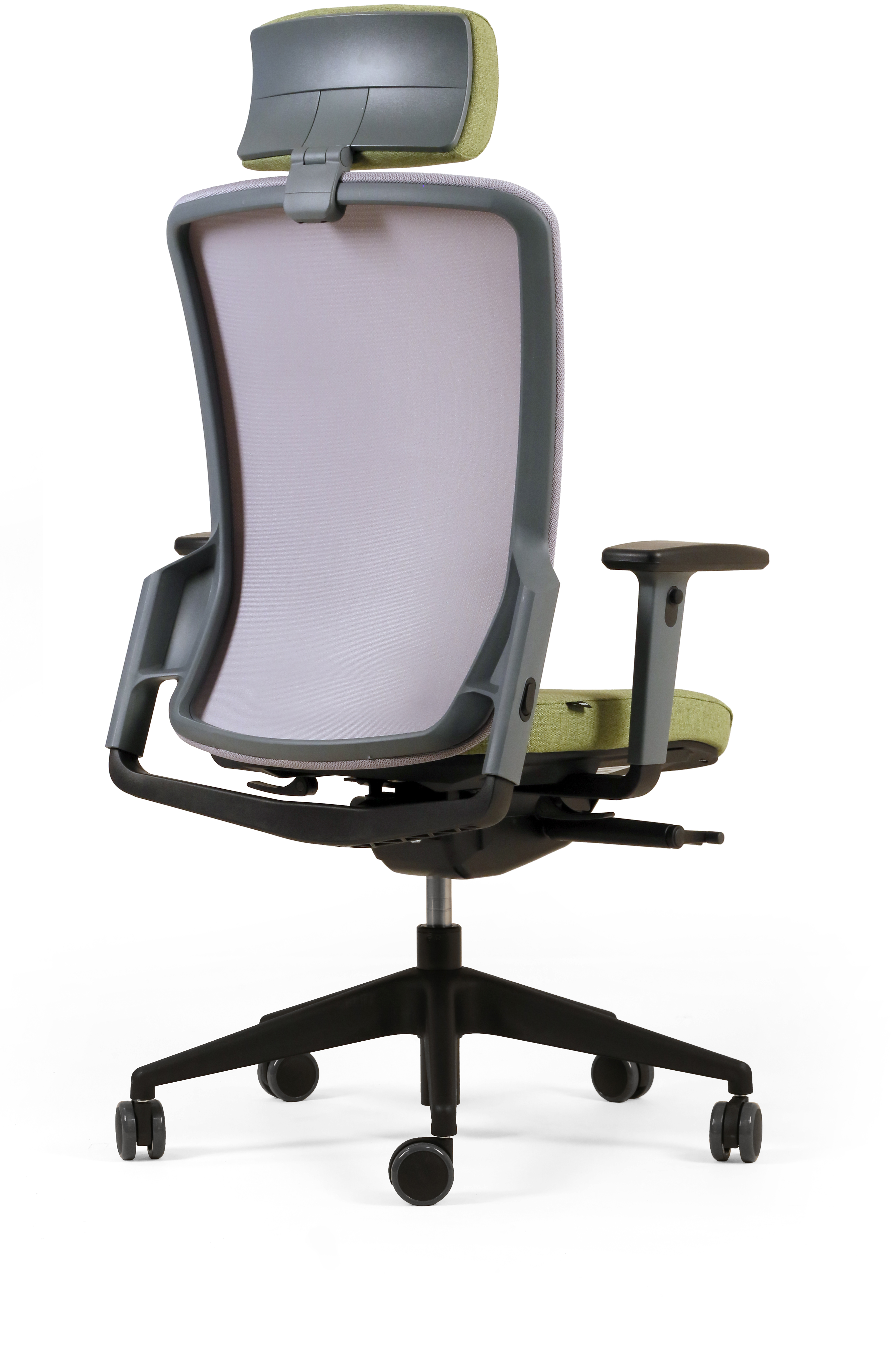 Fauteuil de bureau F8 - assise tissu et dossier résille Rythm - piétement époxy - avec appui-tête