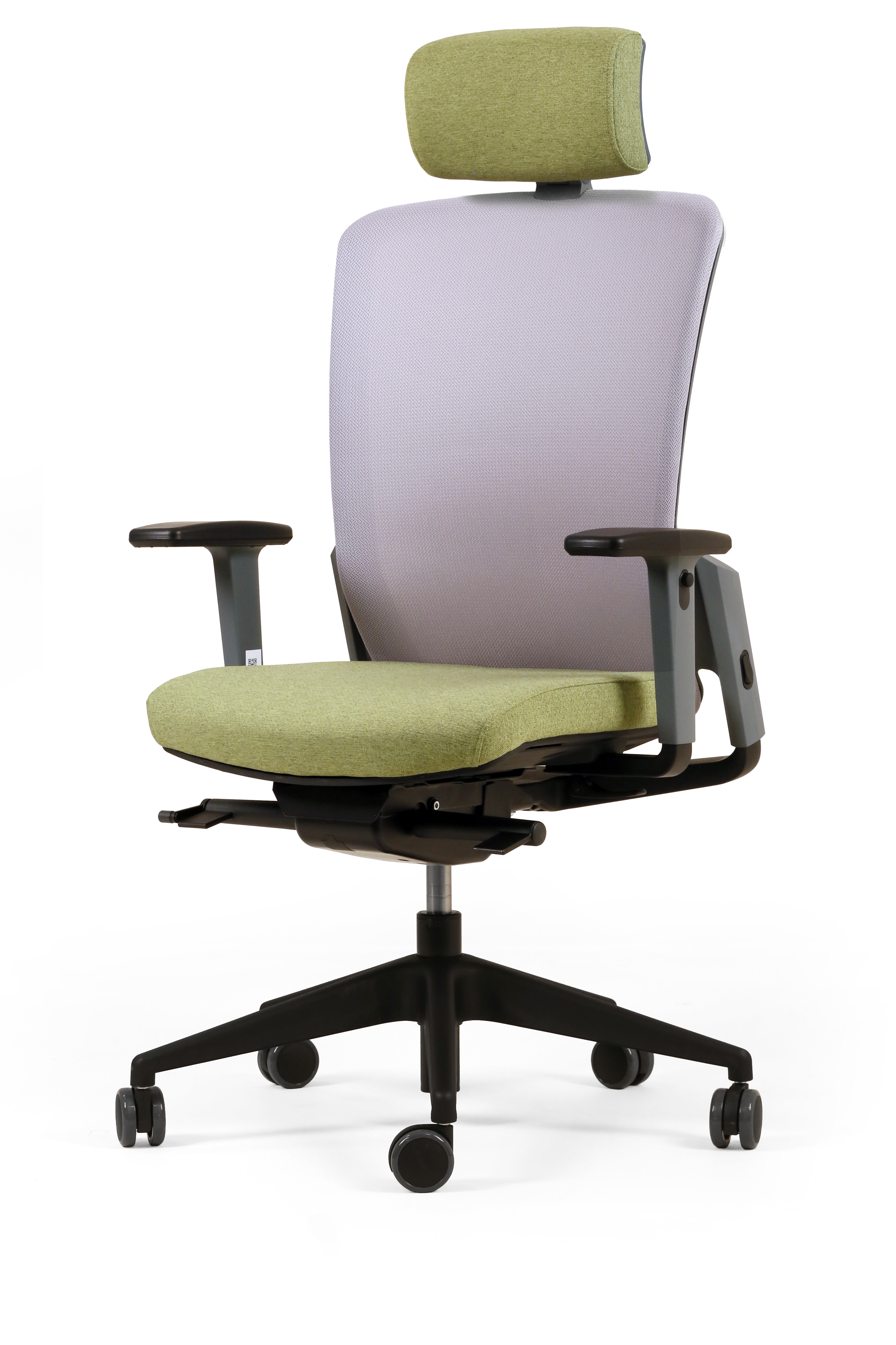 Fauteuil de bureau F8 - assise tissu et dossier résille Rythm - piétement époxy - avec appui-tête