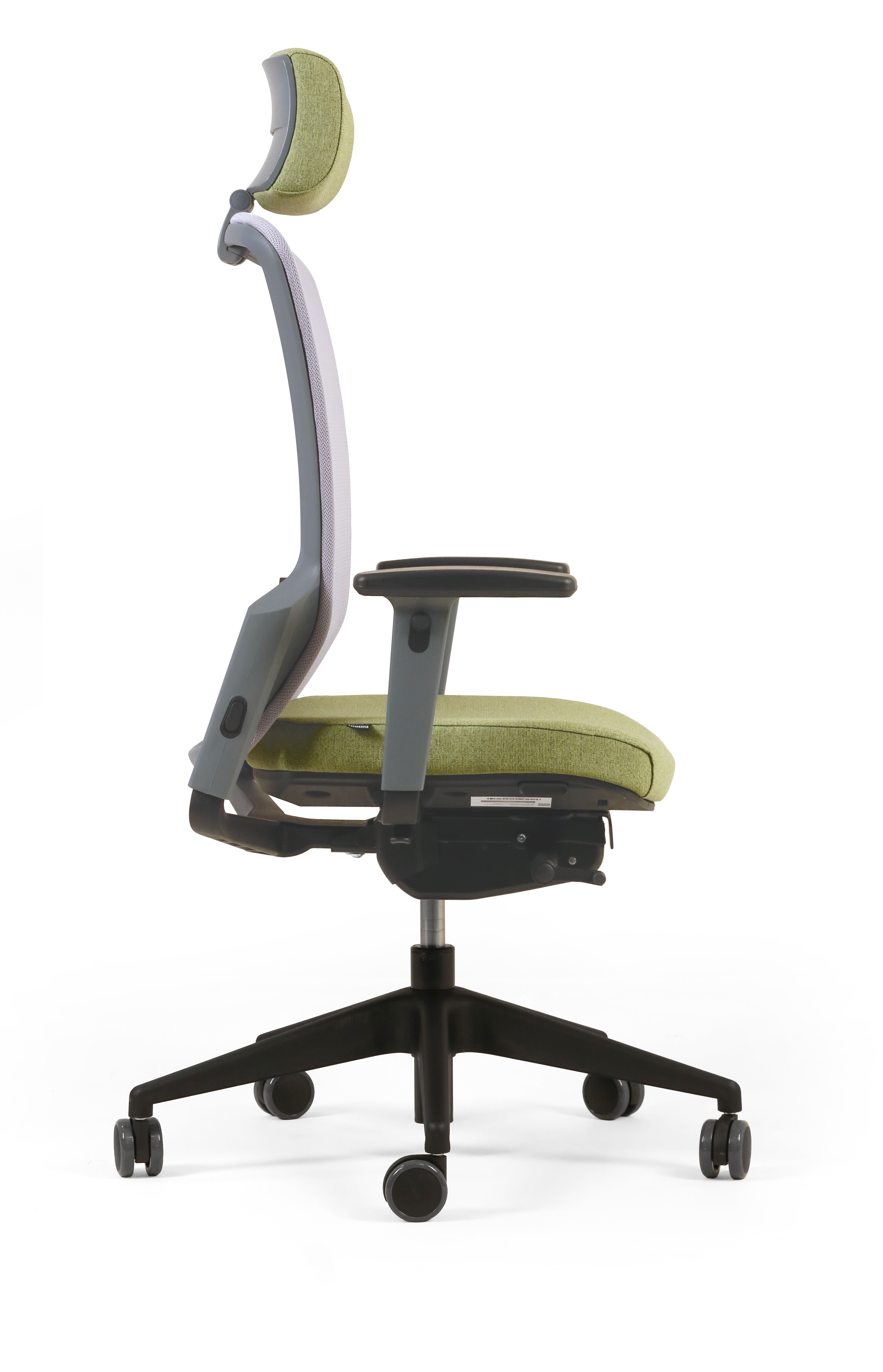 Fauteuil de bureau F8 - assise tissu et dossier résille Rythm - piétement époxy - avec appui-tête