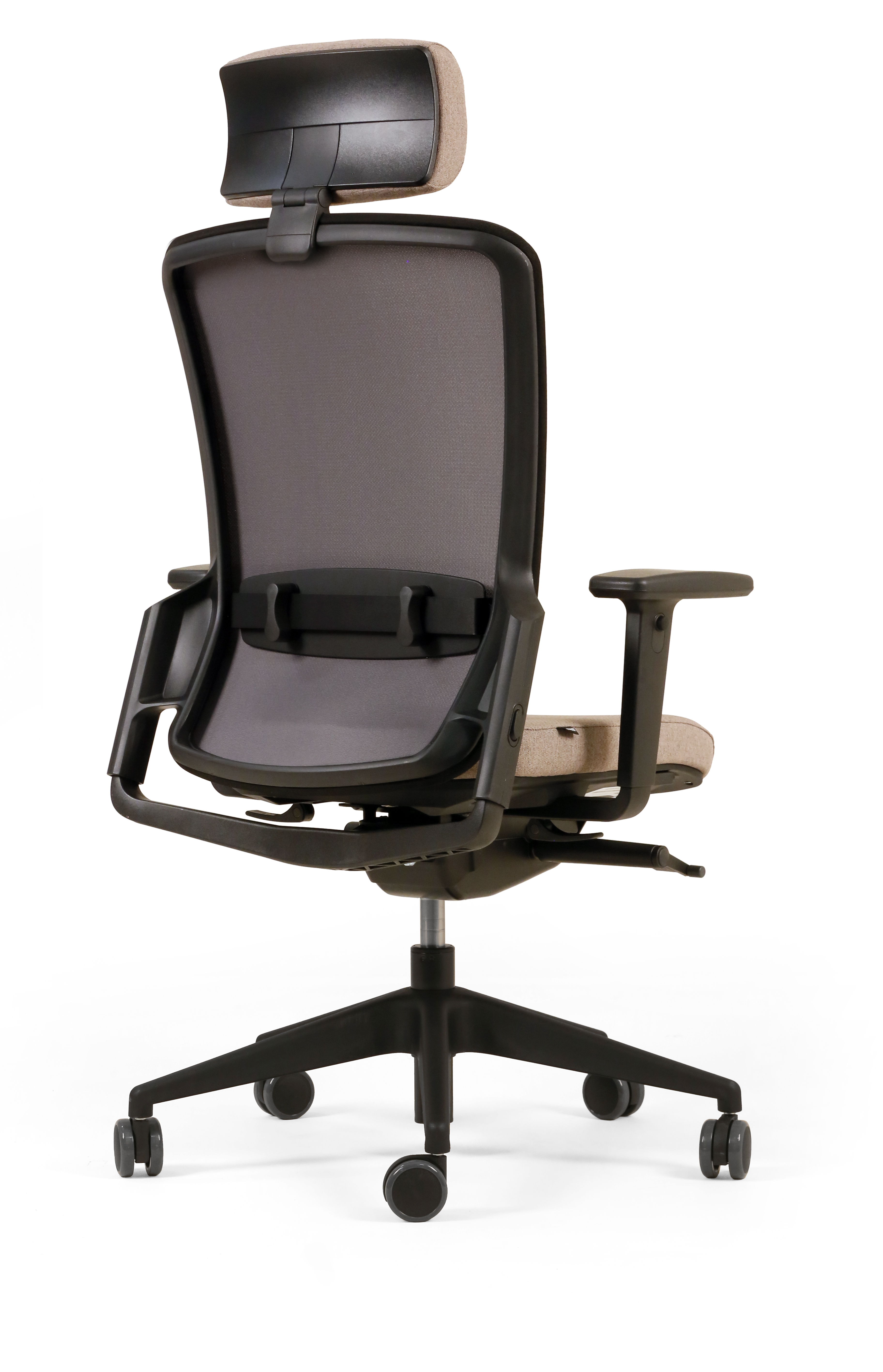 Fauteuil de bureau F8 - assise tissu et dossier résille Rythm - piétement époxy - avec appui-tête