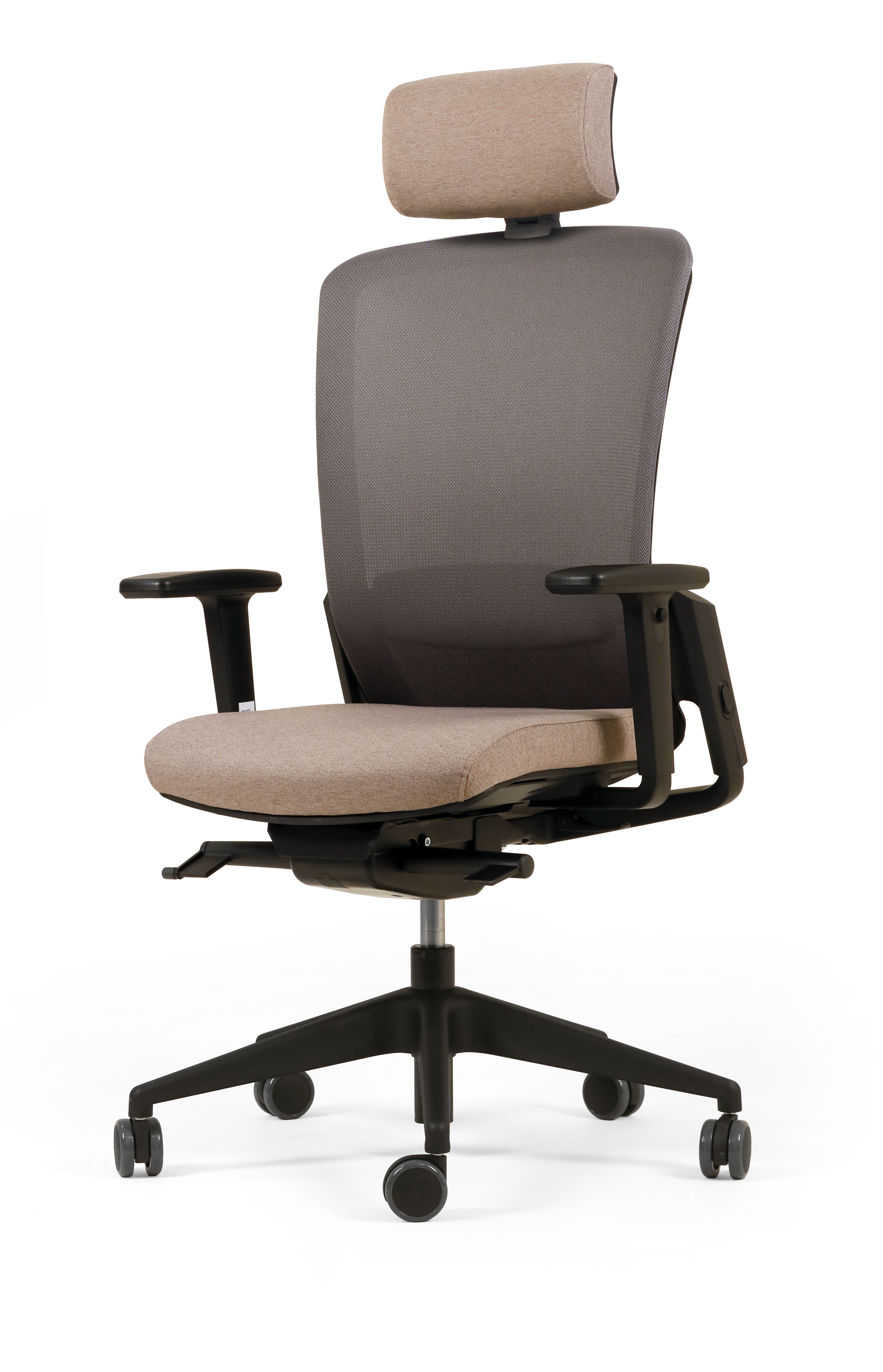 Fauteuil de bureau F8 - assise tissu et dossier résille Rythm - piétement époxy - avec appui-tête