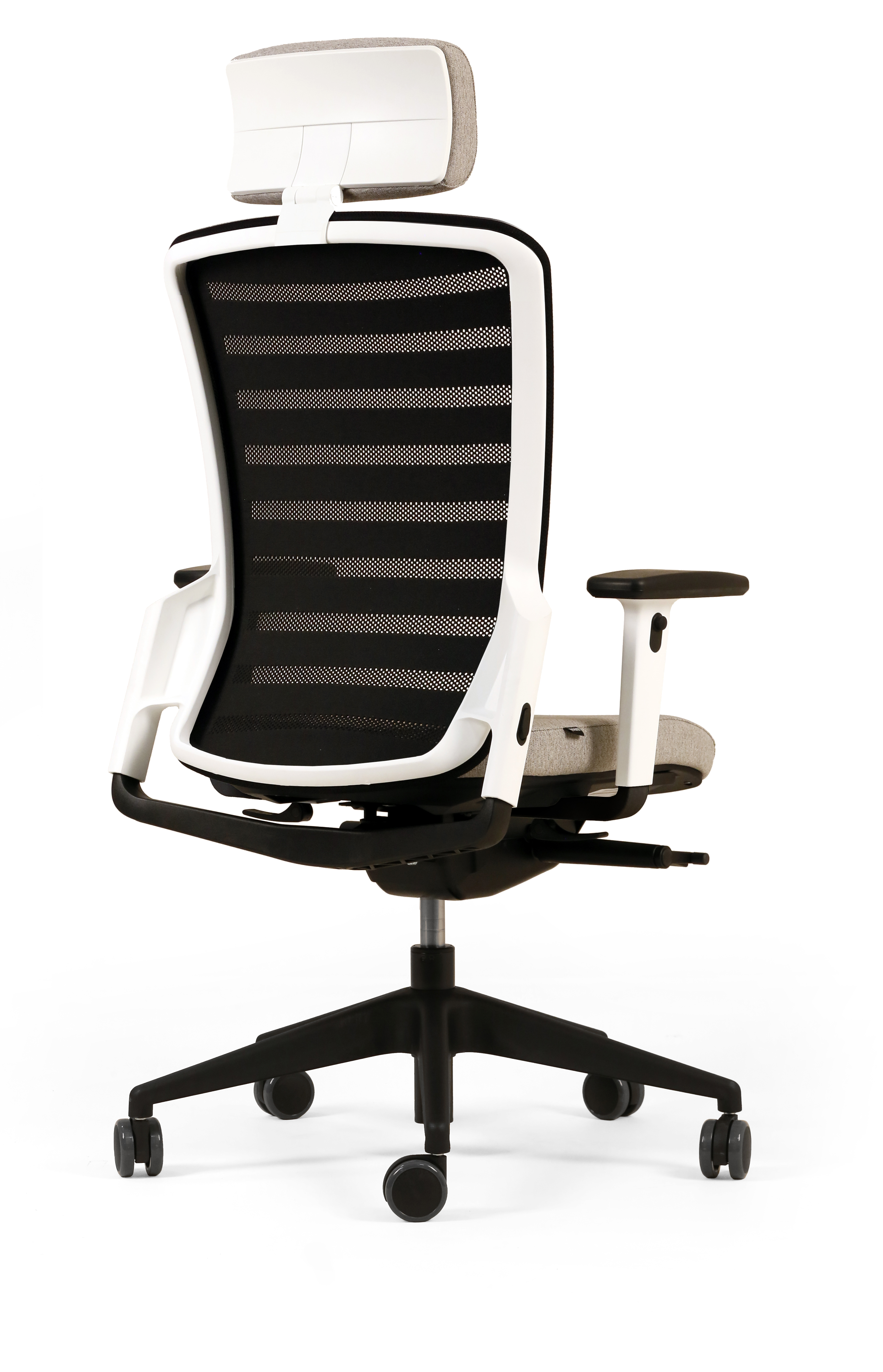 Fauteuil de bureau F8 - assise tissu et dossier résille Stripes 2 - piétement époxy - avec appui-tête