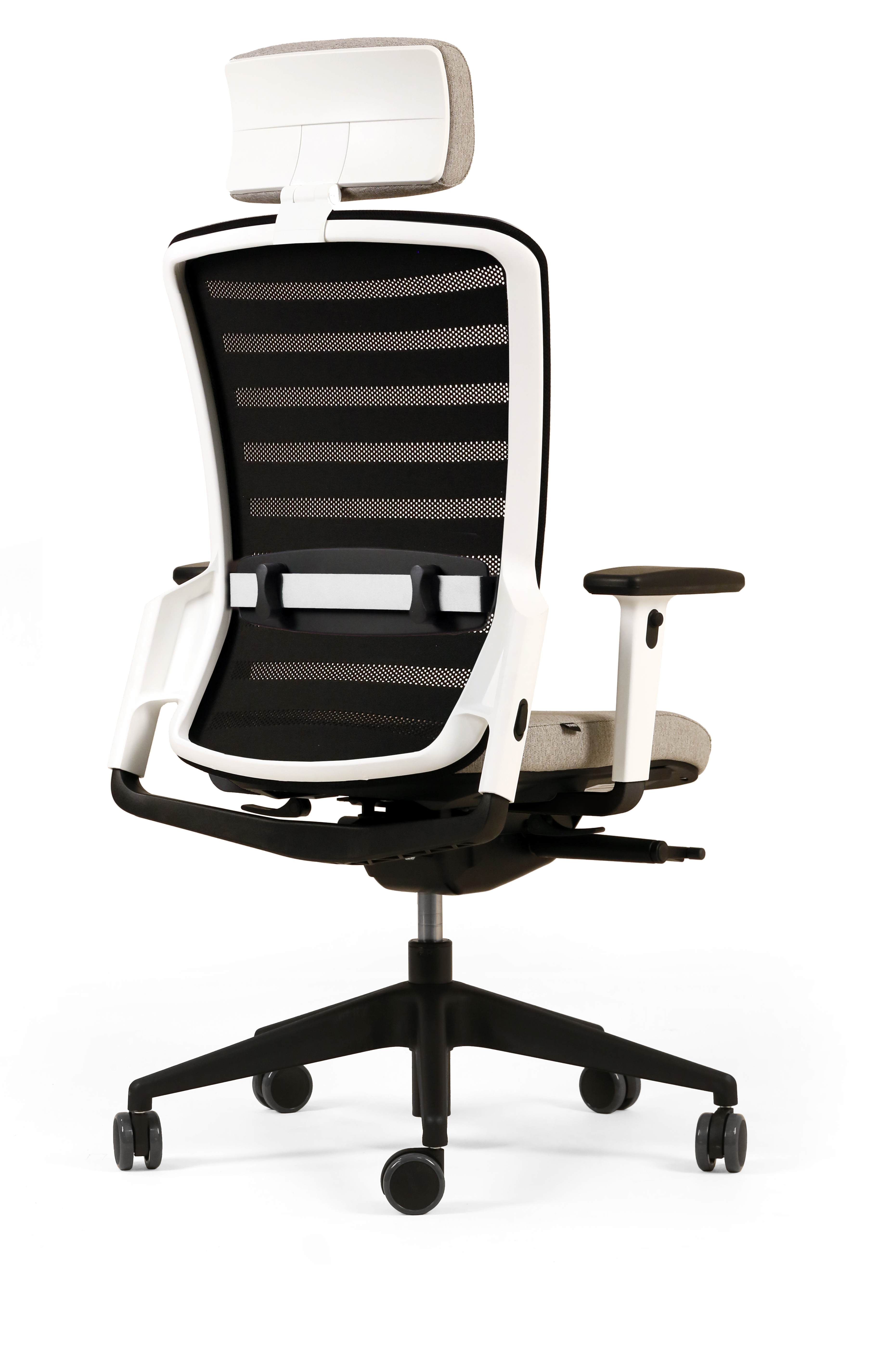 Fauteuil de bureau F8 - assise tissu et dossier résille Stripes 2 - piétement époxy - avec appui-tête