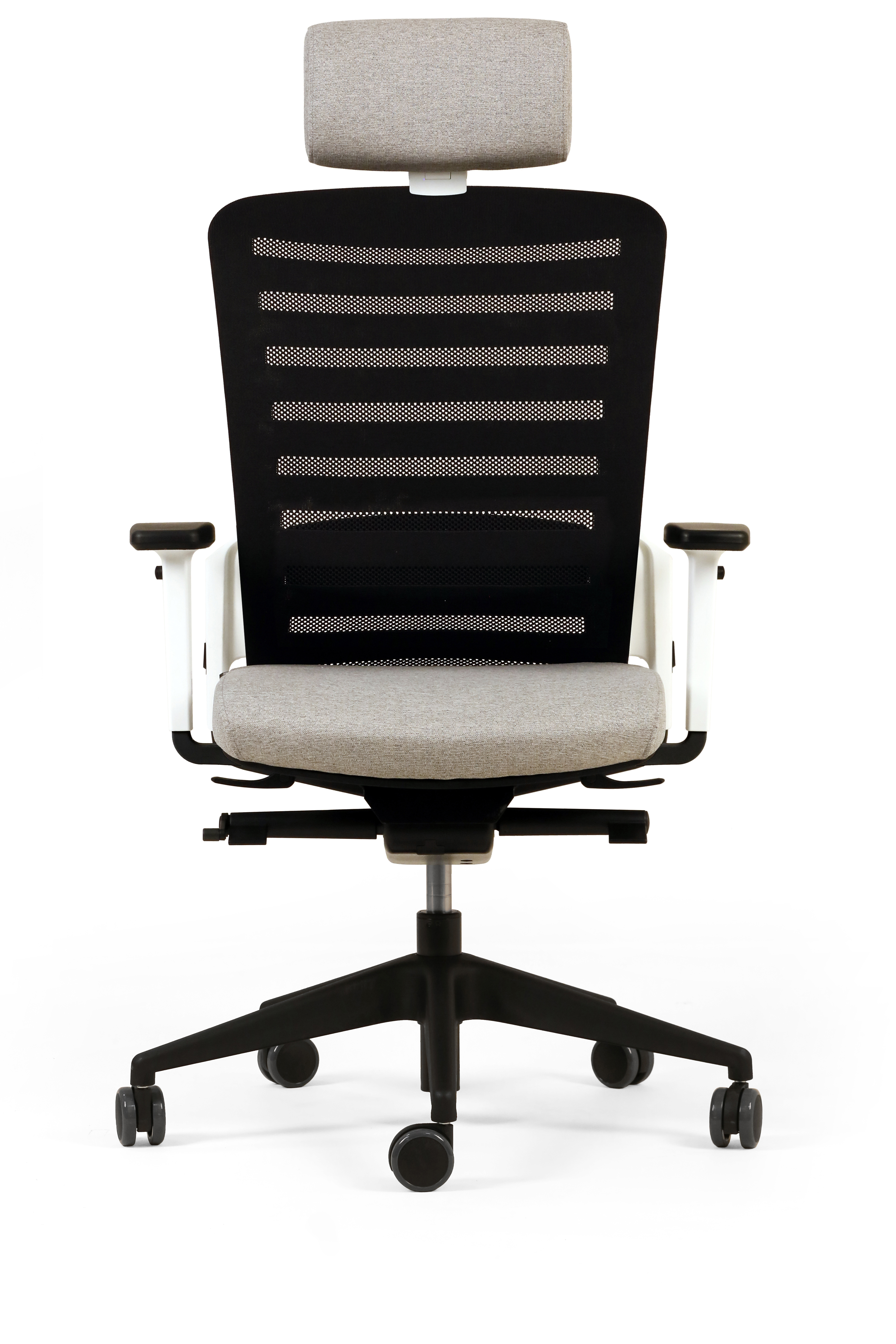 Fauteuil de bureau F8 - assise tissu et dossier résille Stripes 2 - piétement époxy - avec appui-tête