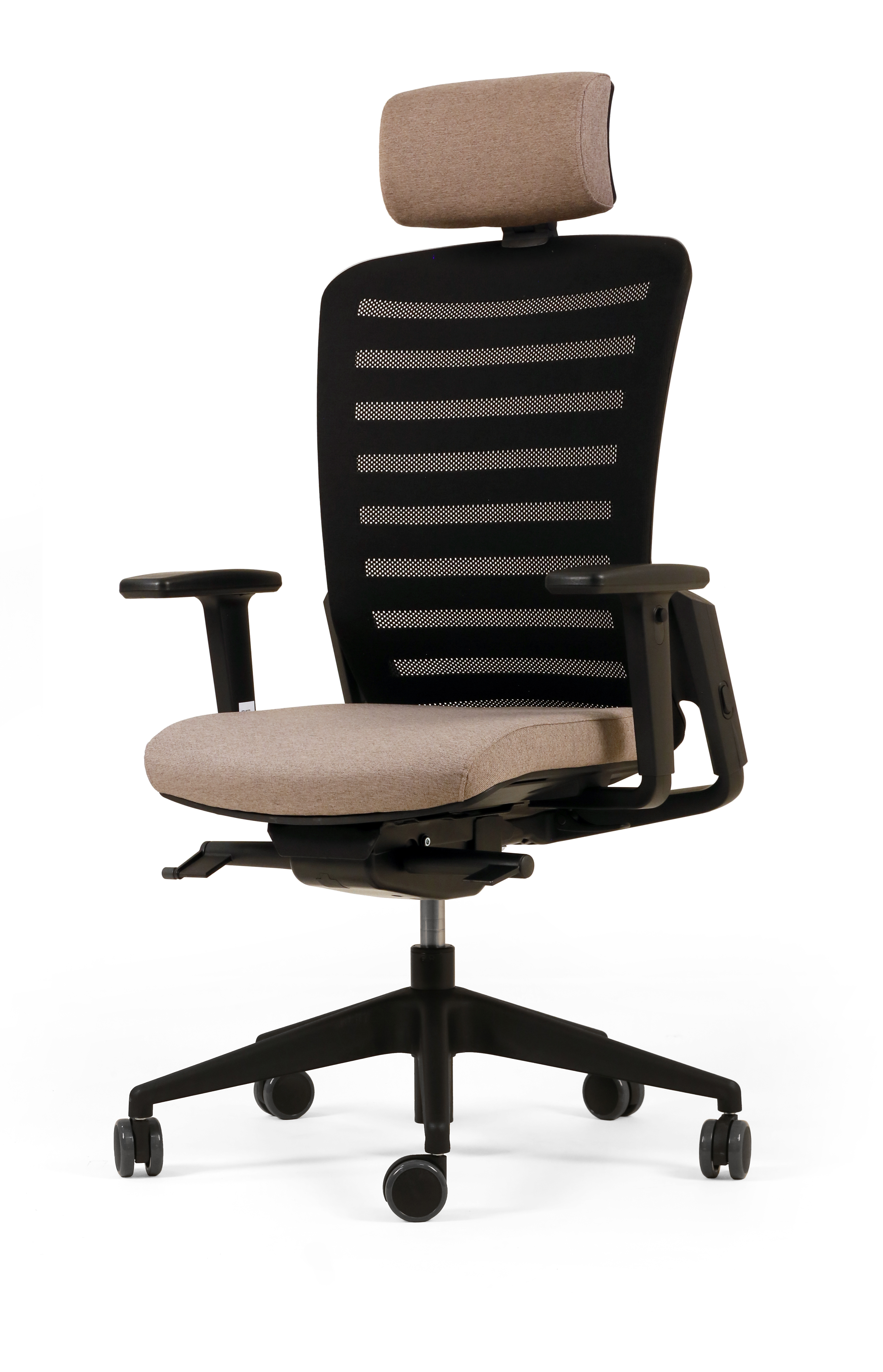 Fauteuil de bureau F8 - assise tissu et dossier résille Stripes 2 - piétement époxy - avec appui-tête