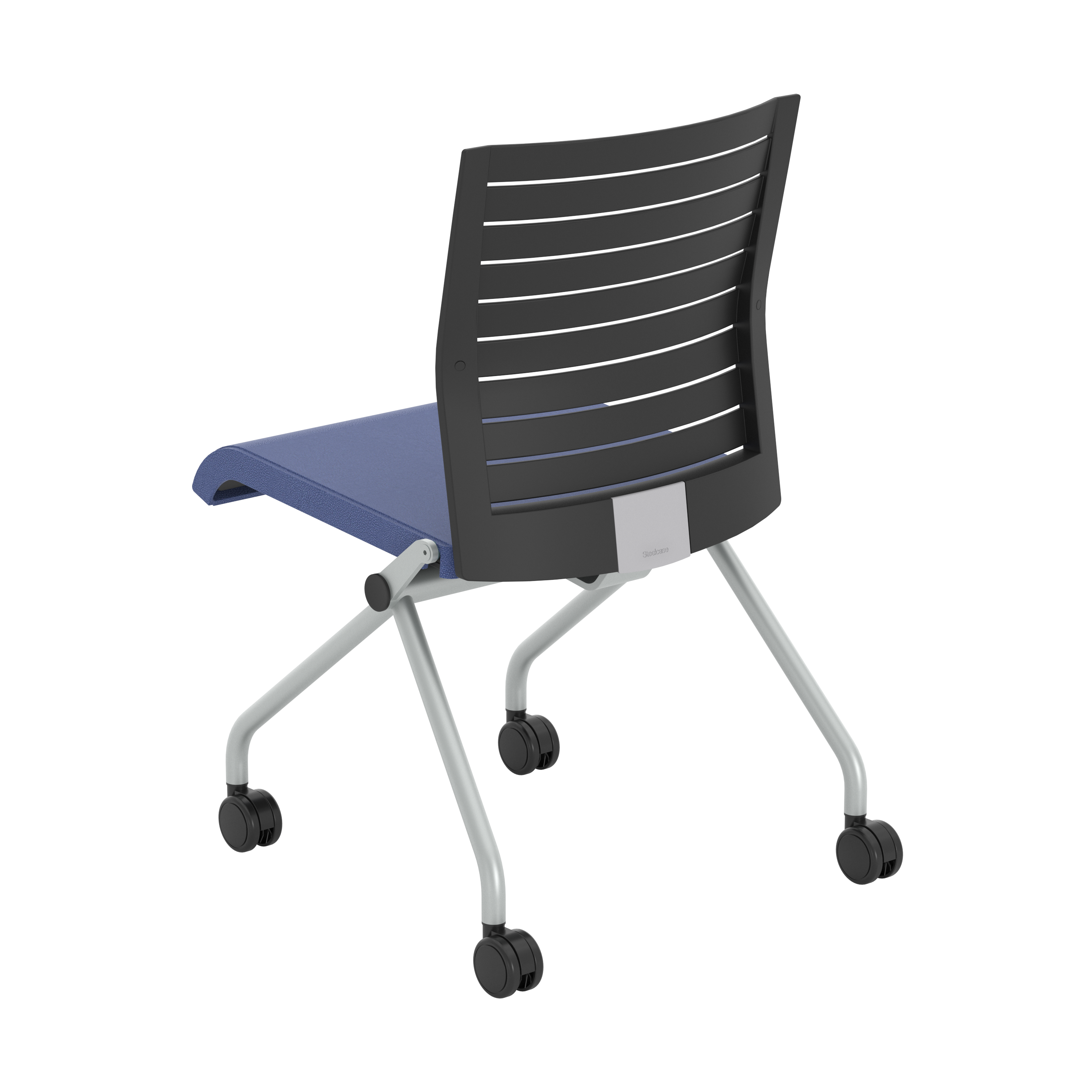 Chaise pliante Please - assise textile enduit - dossier polypropylène - piétement sur roulettes