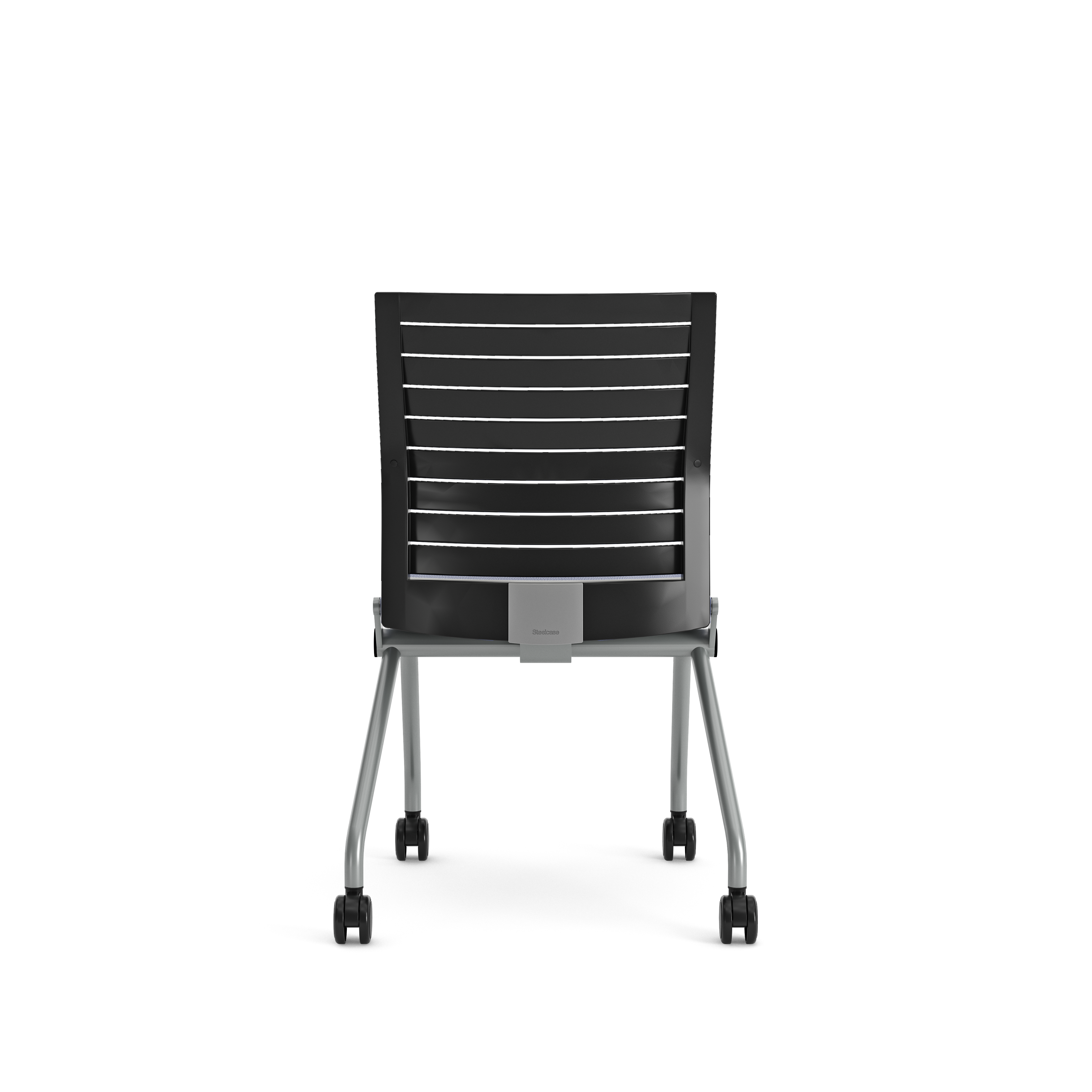 Chaise pliante Please - assise textile enduit - dossier polypropylène - piétement sur roulettes