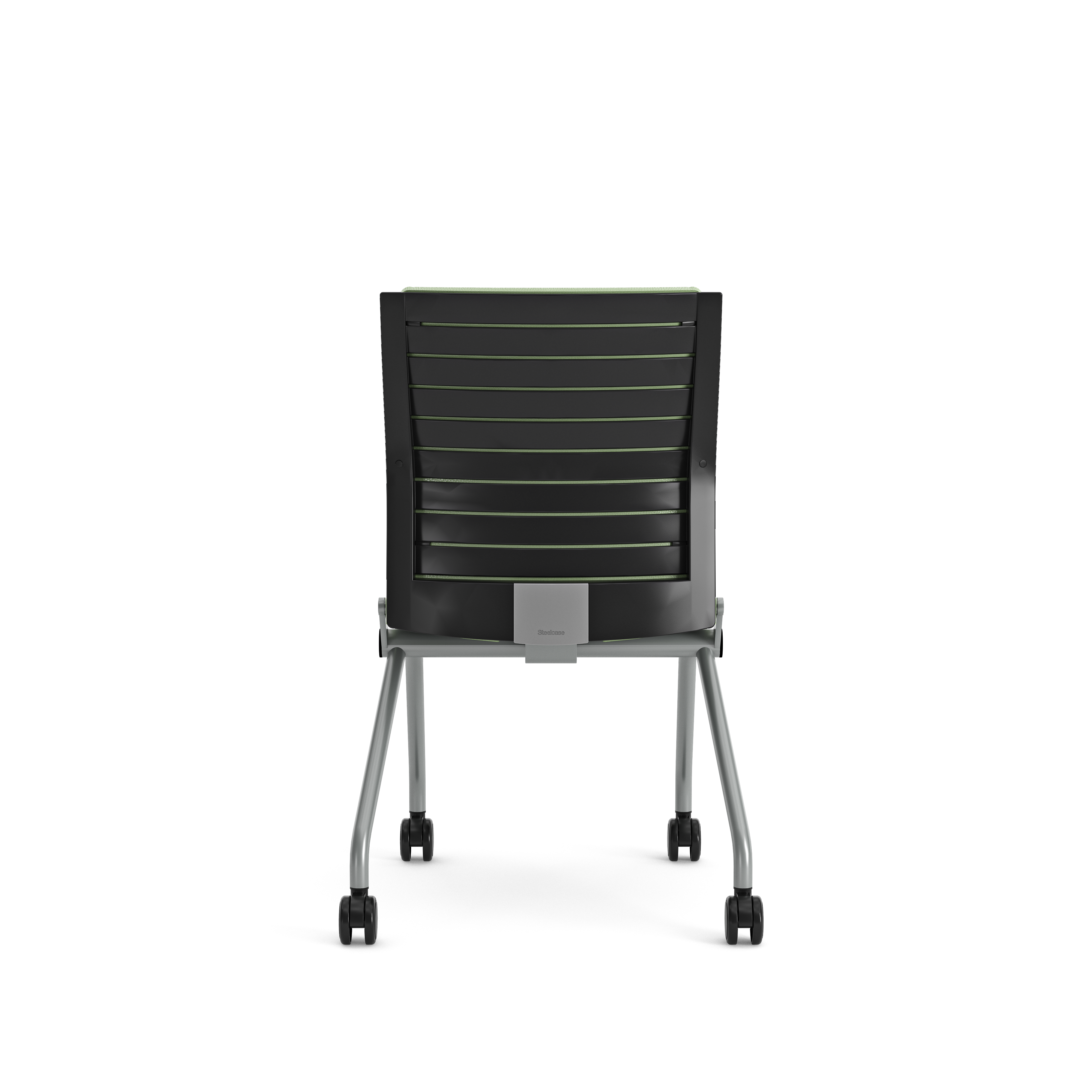 Chaise pliante Please - assise et dossier textile enduit - piétement sur roulettes