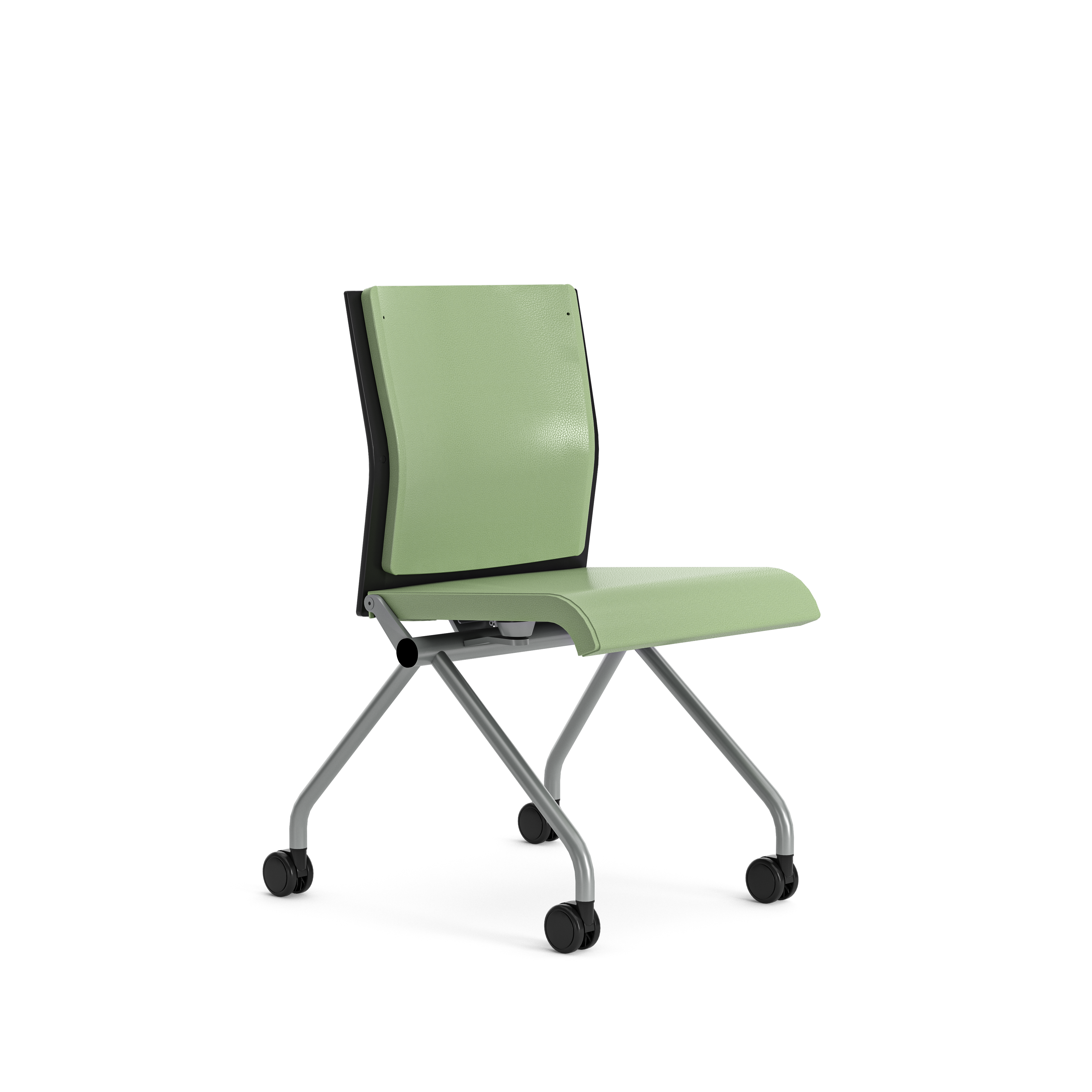 Chaise pliante Please - assise et dossier textile enduit - piétement sur roulettes