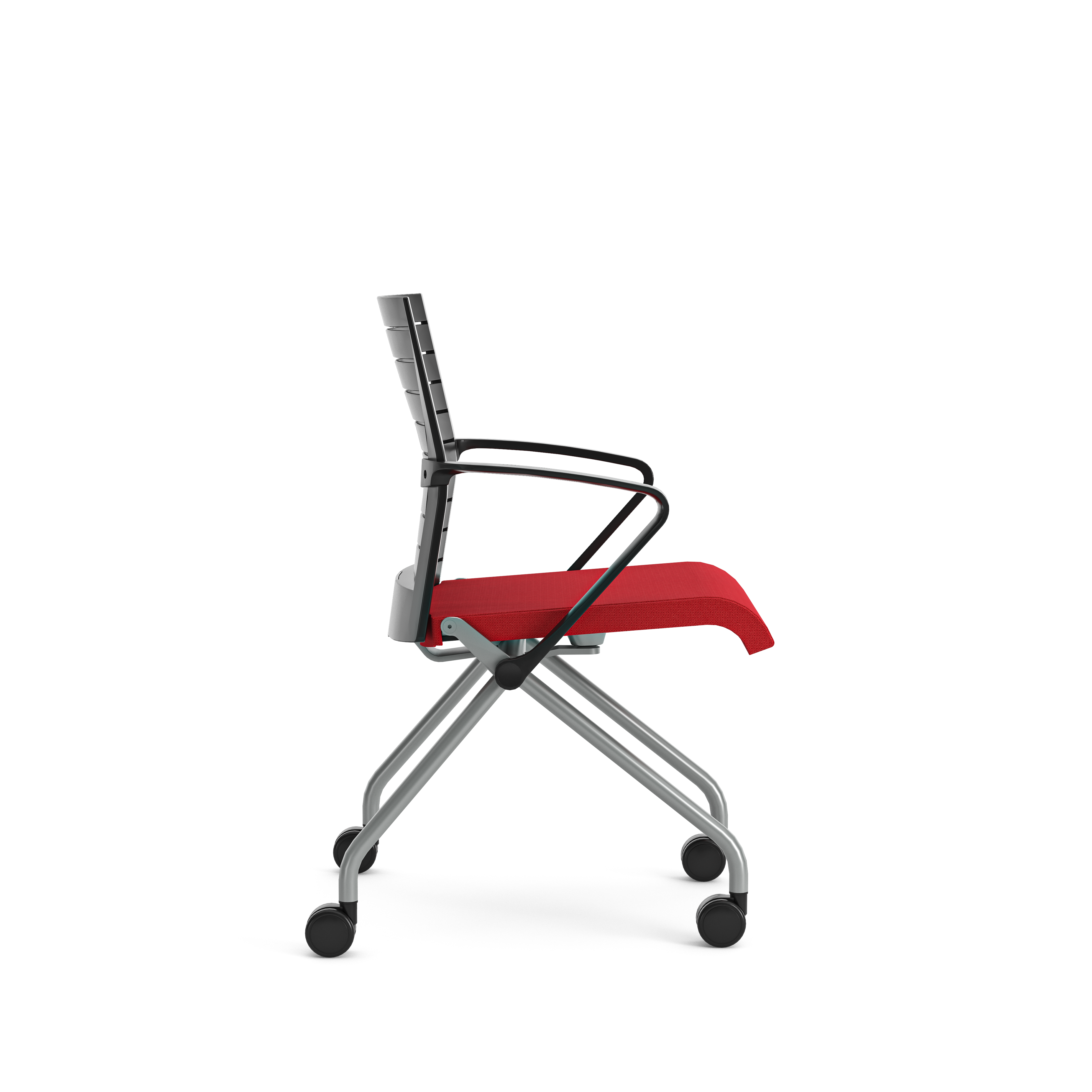 Fauteuil pliant Please - assise tissu - dossier polypropylène - piétement sur roulettes