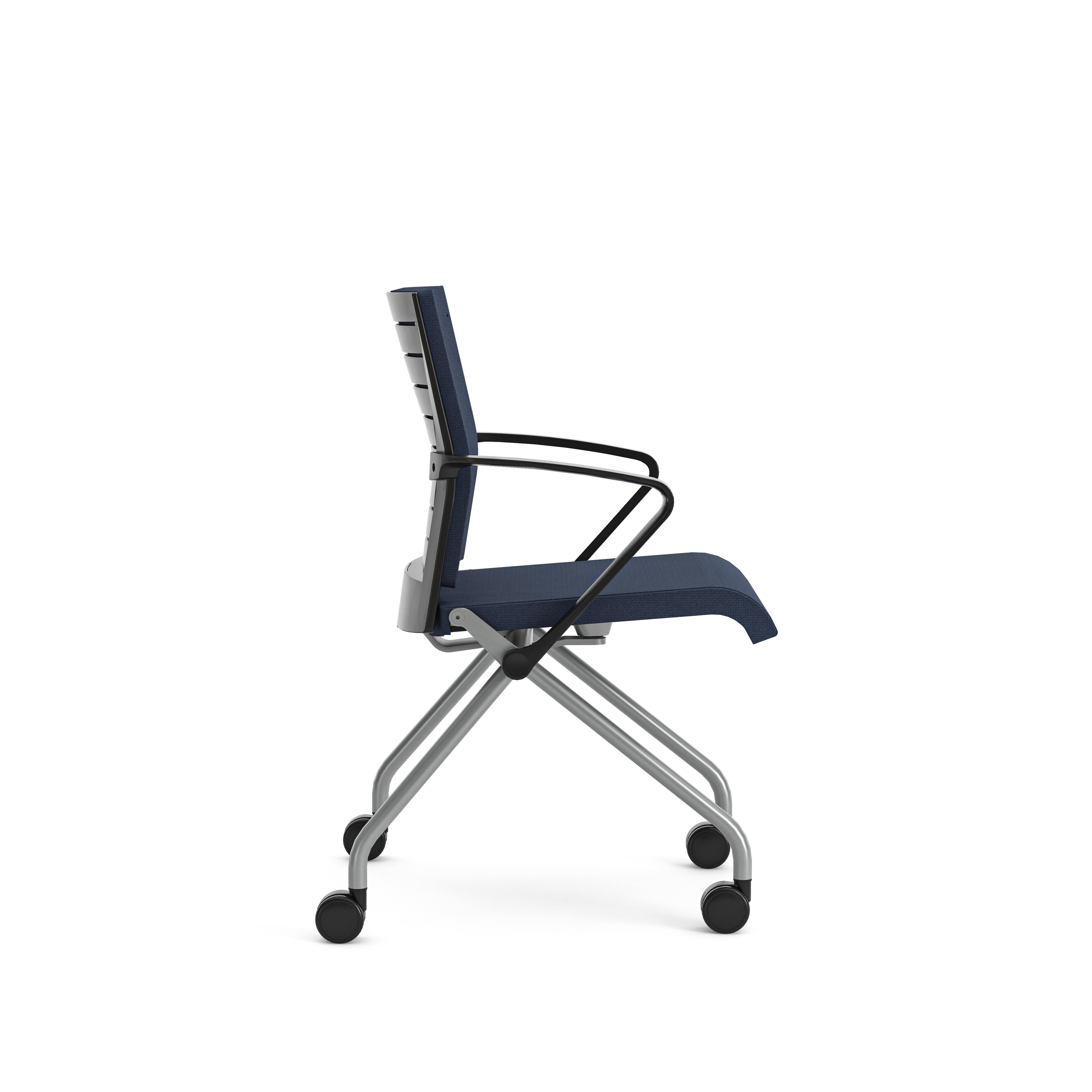 Fauteuil pliant Please - assise et dossier tissu - piétement sur roulettes