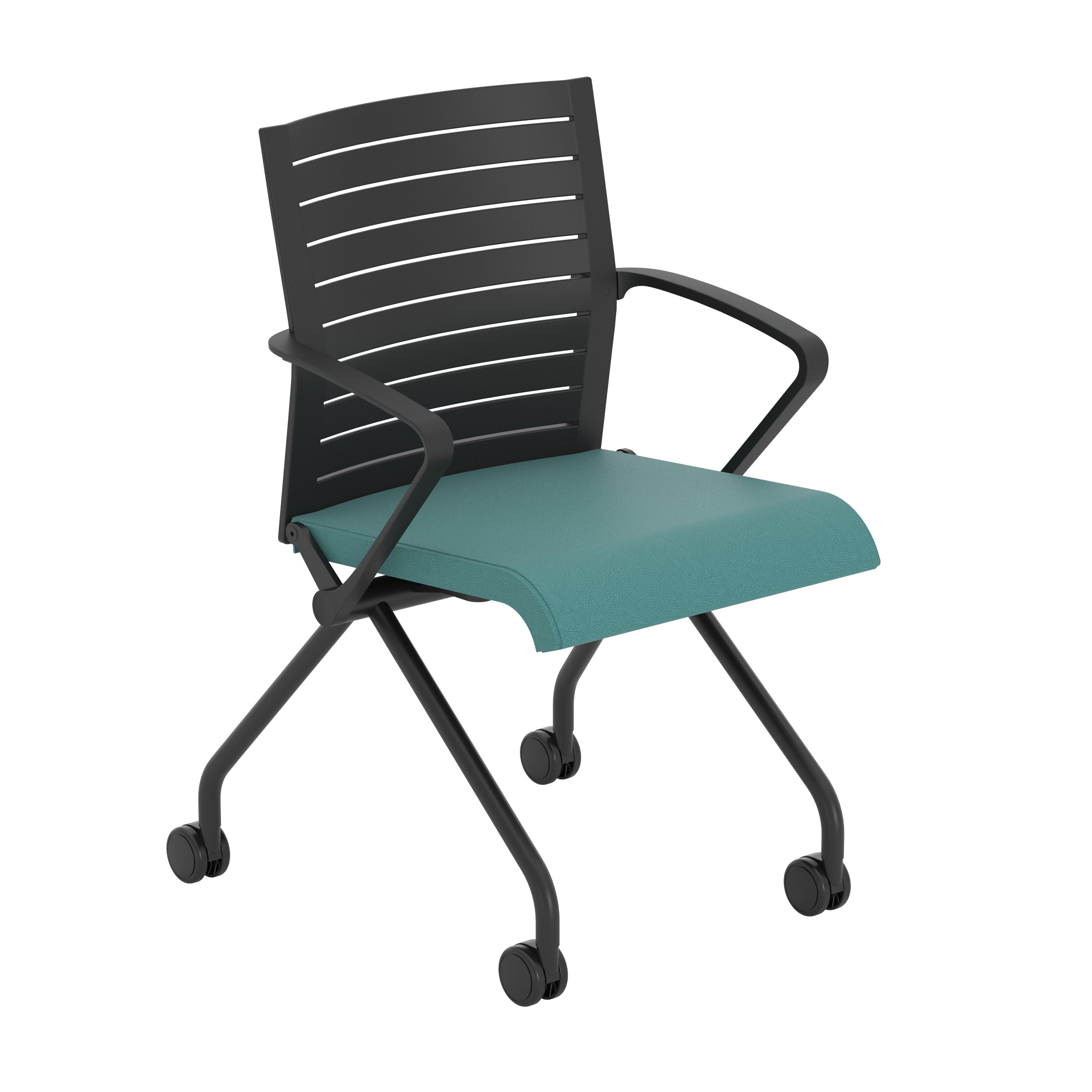 Fauteuil pliant Please - assise textile enduit - dossier polypropylène - piétement sur roulettes