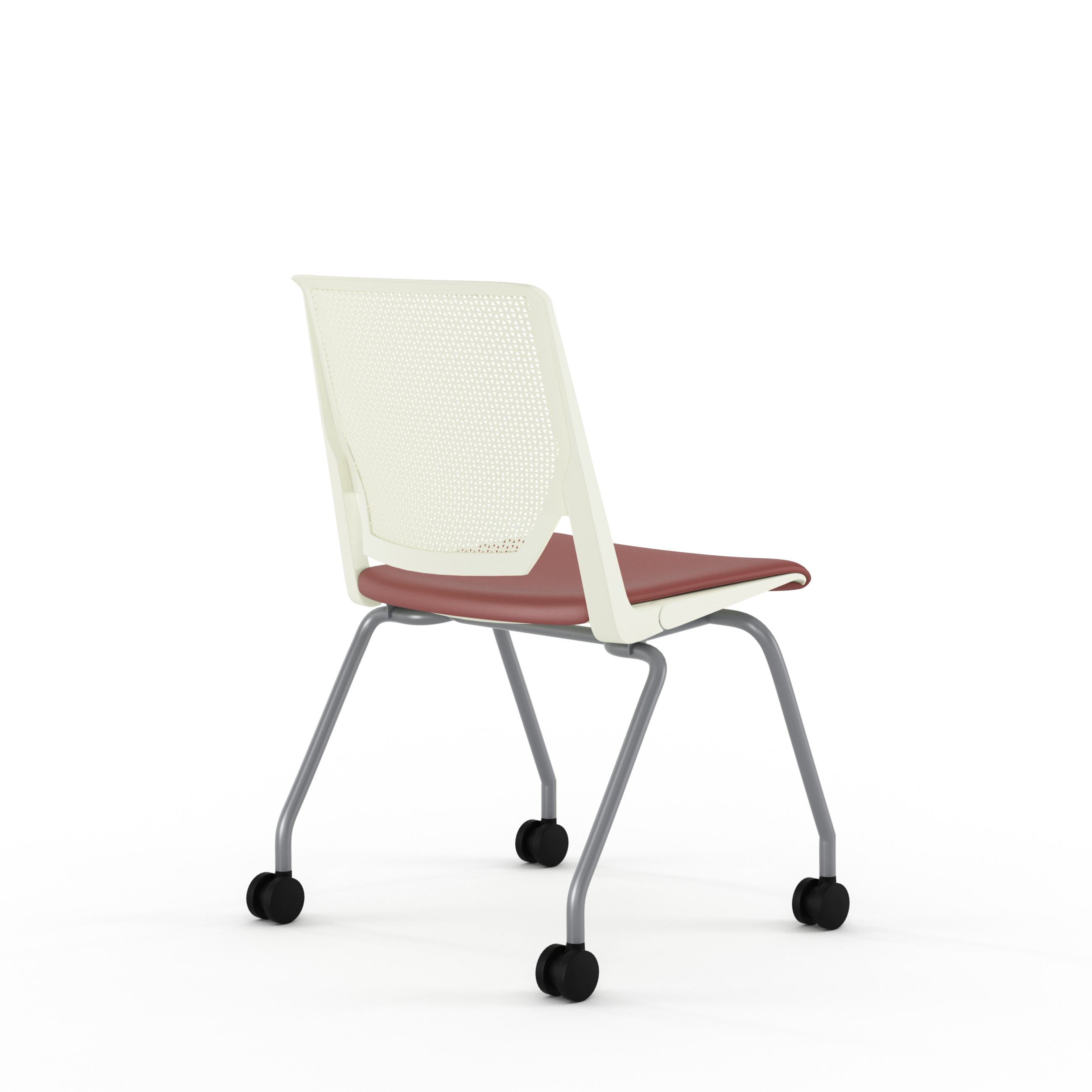 Chaise 4 pieds Véry - assise textile enduit - dossier polypropylène - piétement époxy sur roulettes