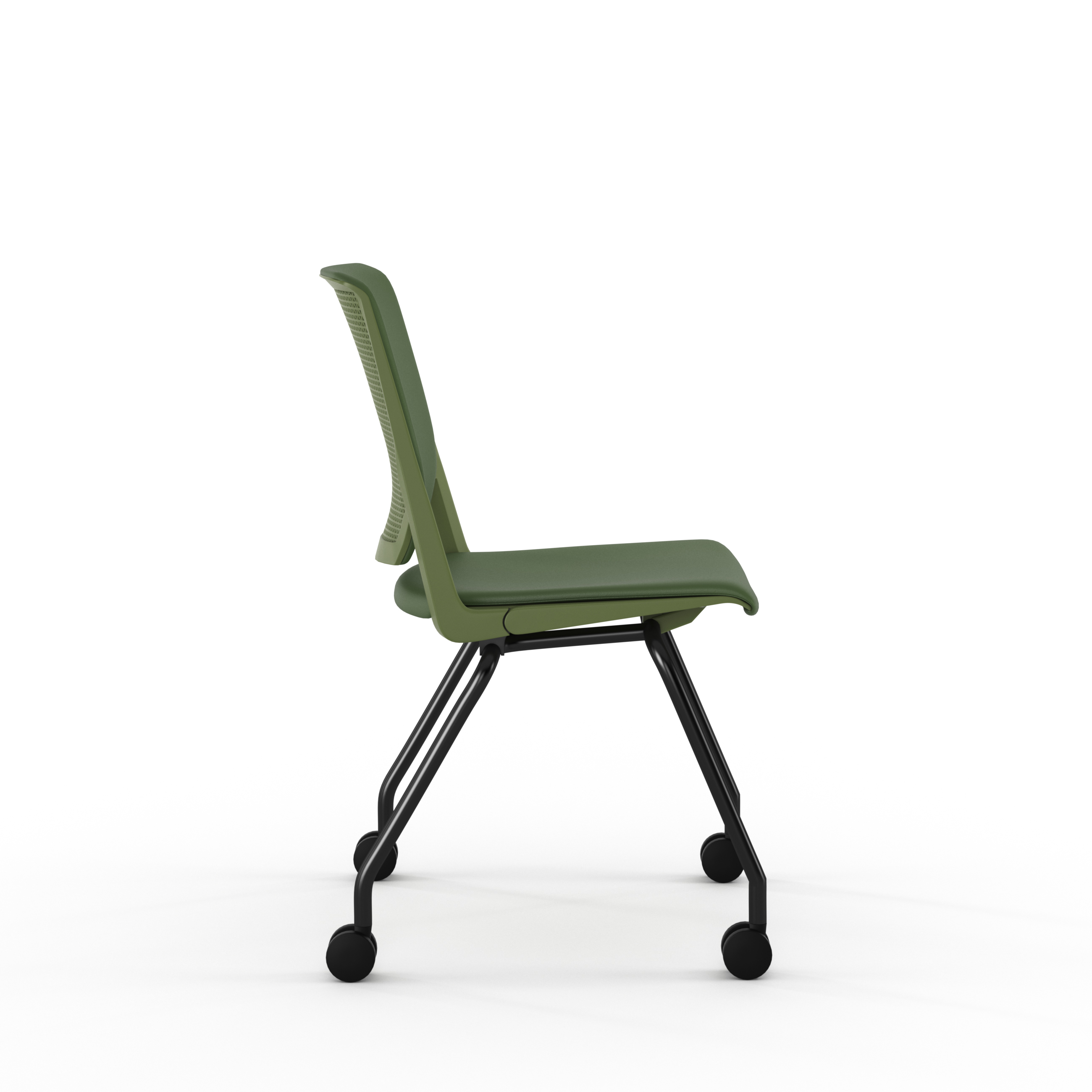 Chaise 4 pieds Véry - textile enduit - piétement époxy sur roulettes