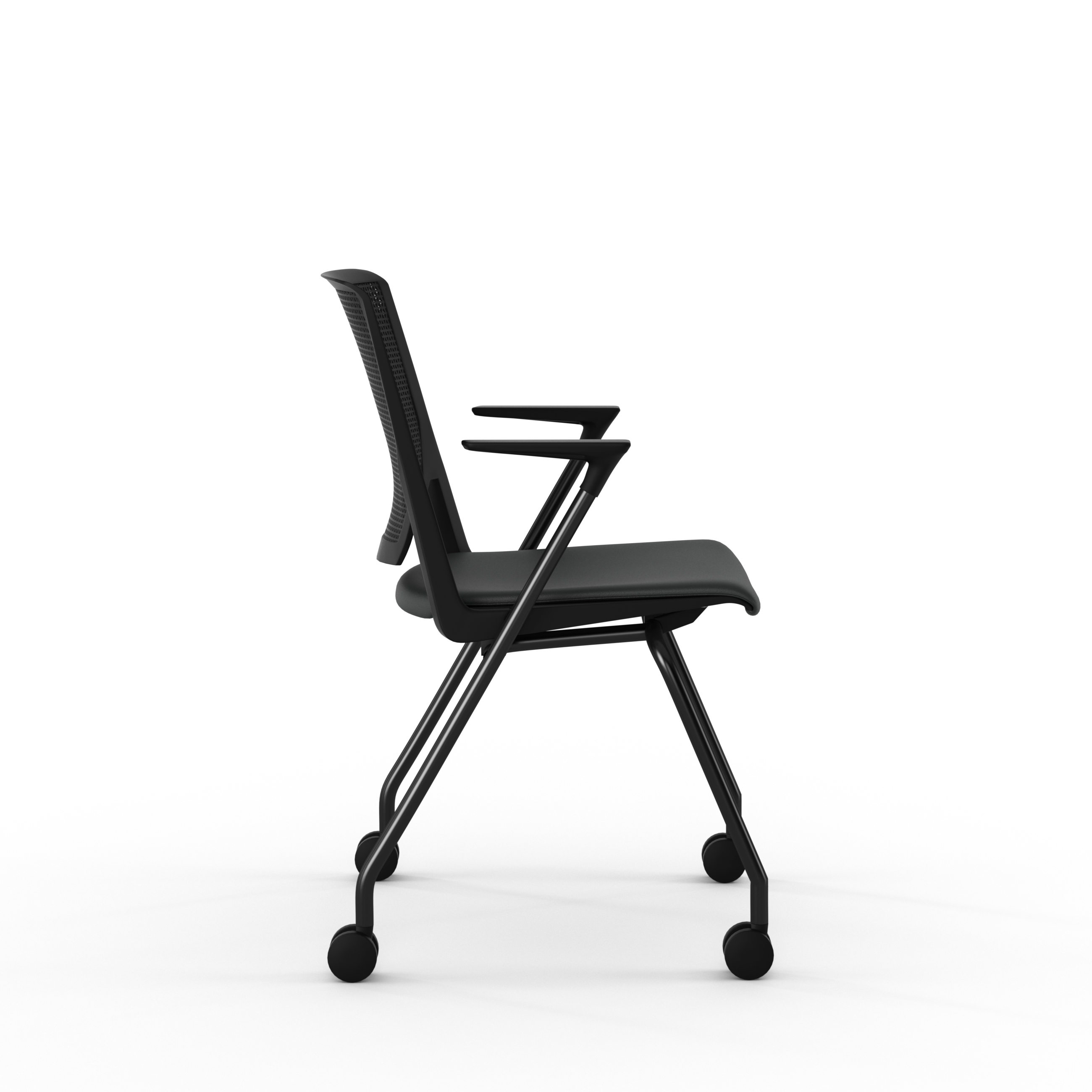 Fauteuil 4 pieds Véry - assise textile enduit - dossier polypropylène - piétement époxy sur roulettes