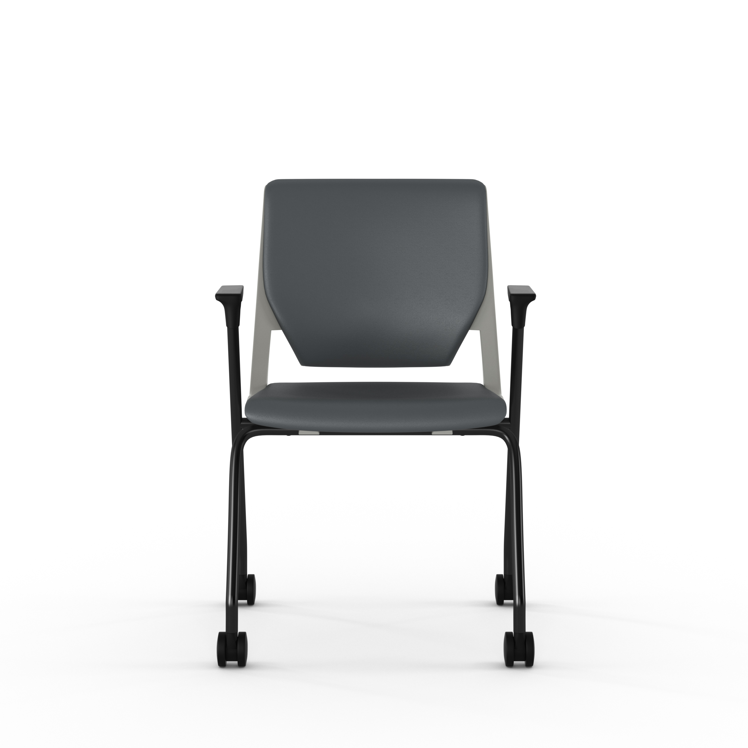 Fauteuil 4 pieds Véry - textile enduit - piétement époxy sur roulettes