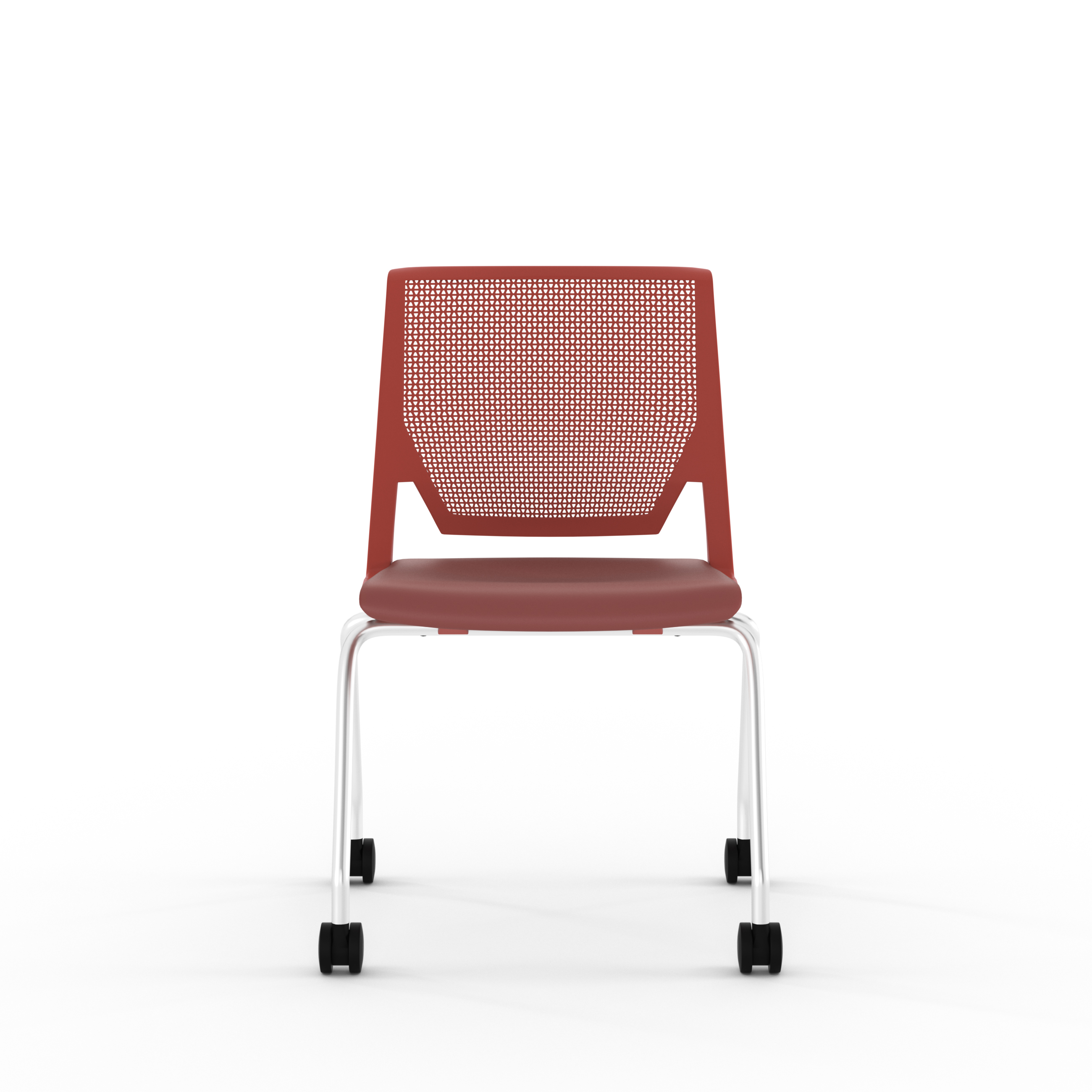 Chaise 4 pieds Véry - assise textile enduit - dossier polypropylène - piétement chrome sur roulettes