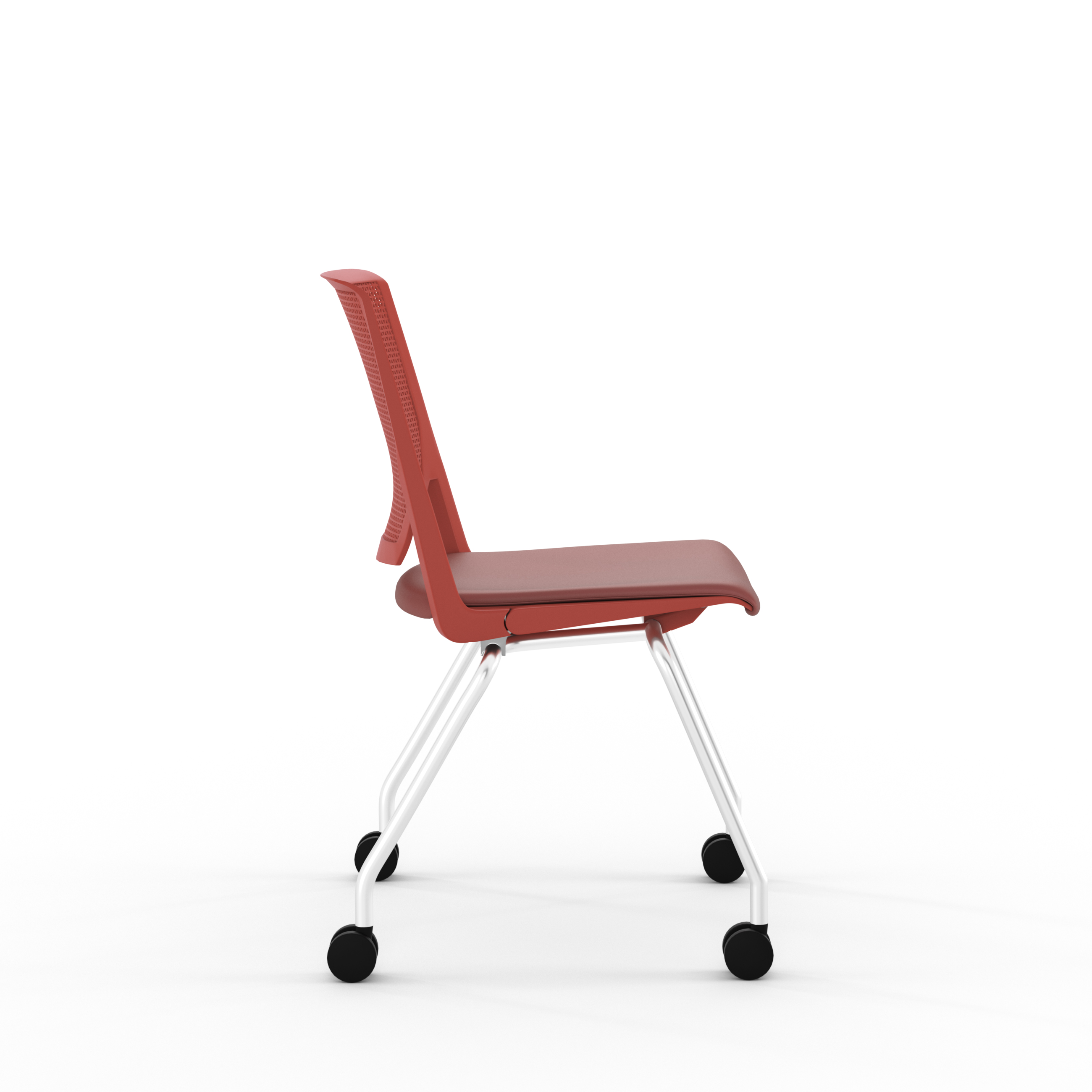 Chaise 4 pieds Véry - assise textile enduit - dossier polypropylène - piétement chrome sur roulettes