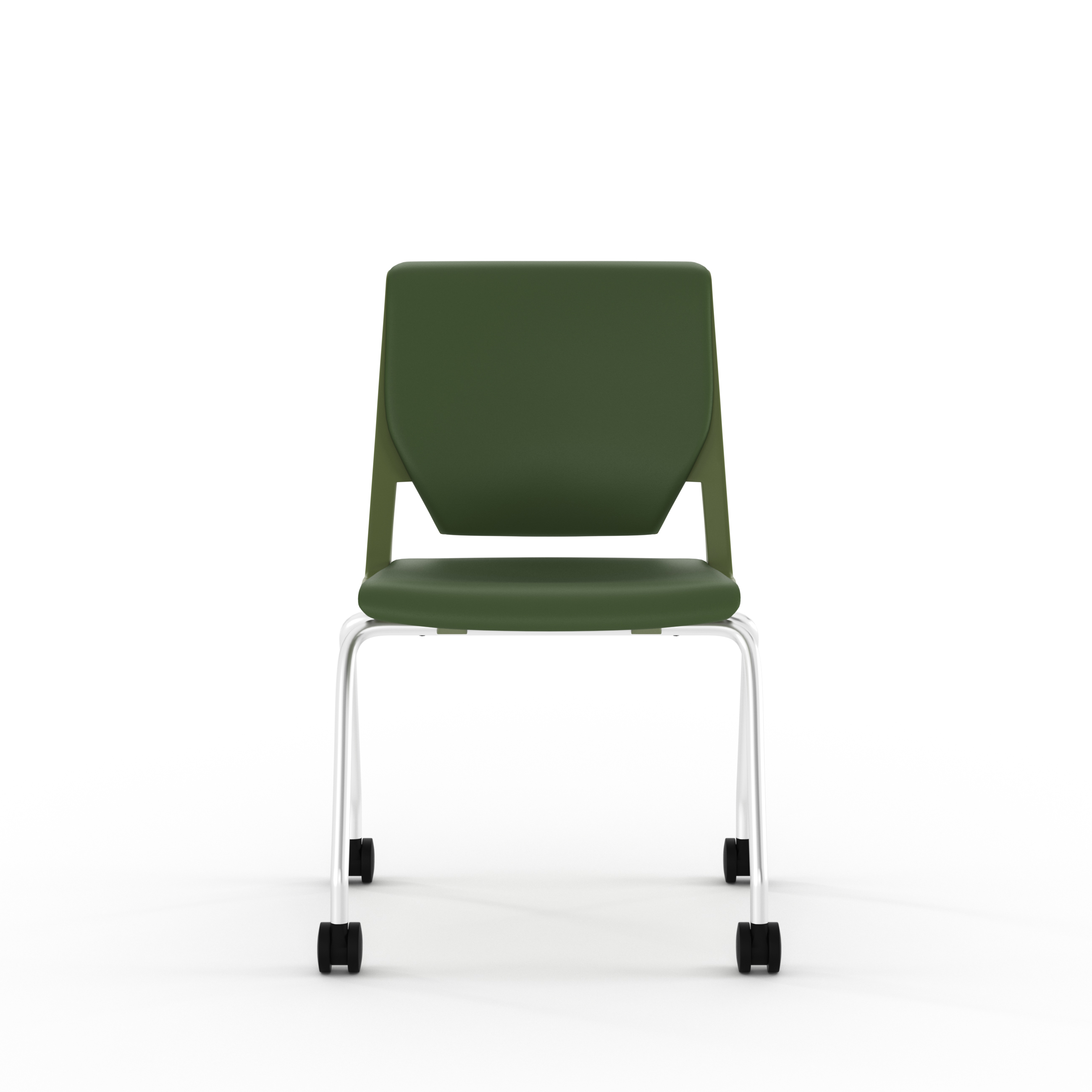 Chaise 4 pieds Véry - textile enduit - piétement chrome sur roulettes