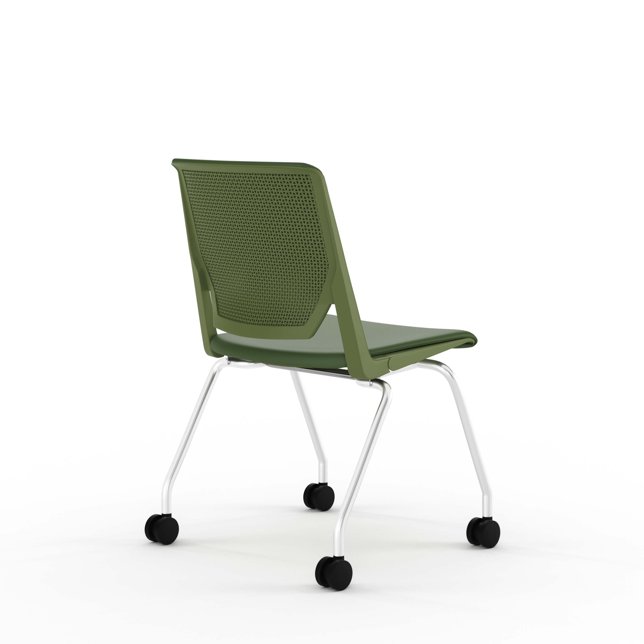 Chaise 4 pieds Véry - textile enduit - piétement chrome sur roulettes