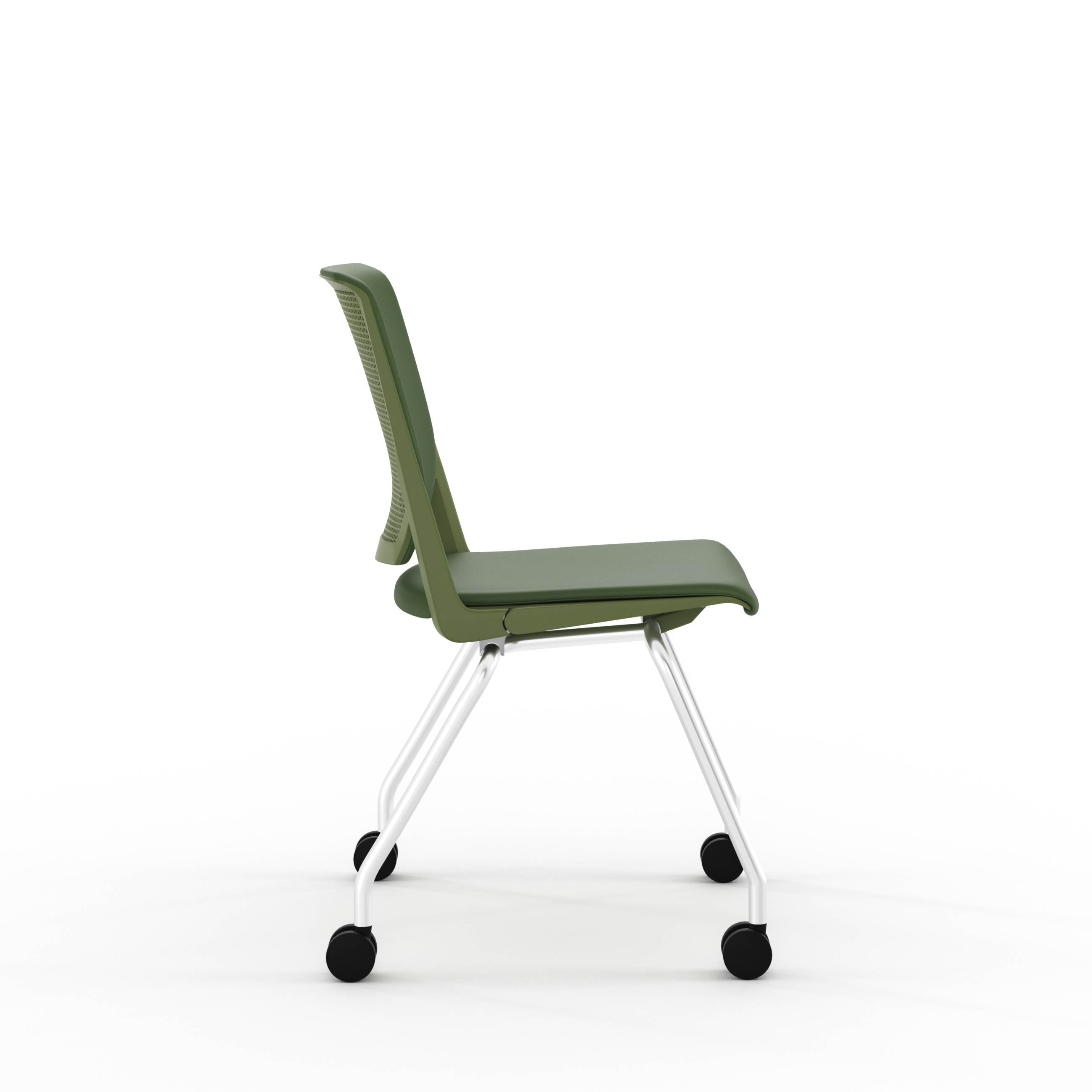 Chaise 4 pieds Véry - textile enduit - piétement chrome sur roulettes