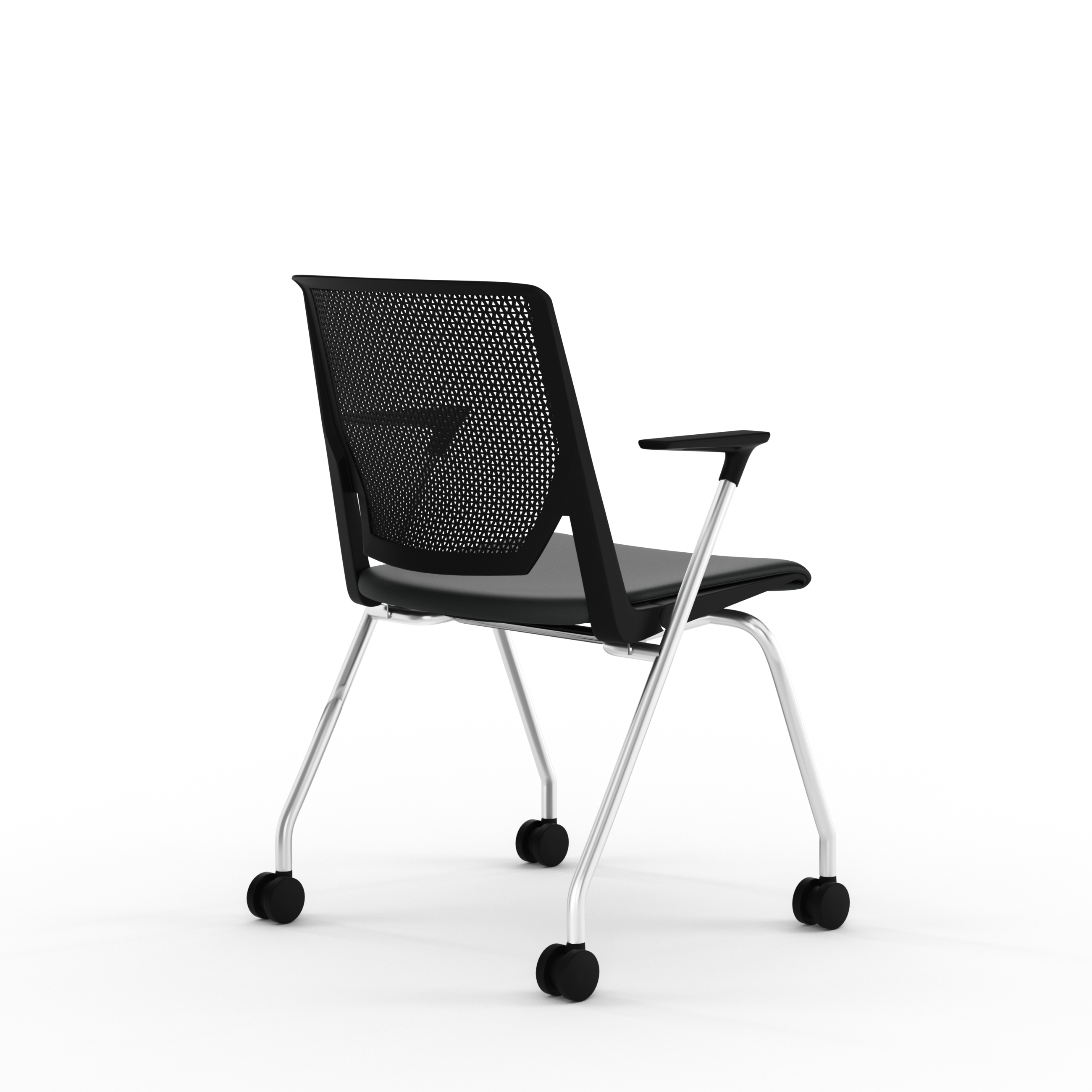 Fauteuil 4 pieds Véry - assise textile enduit - dossier polypropylène - piétement chrome sur roulettes