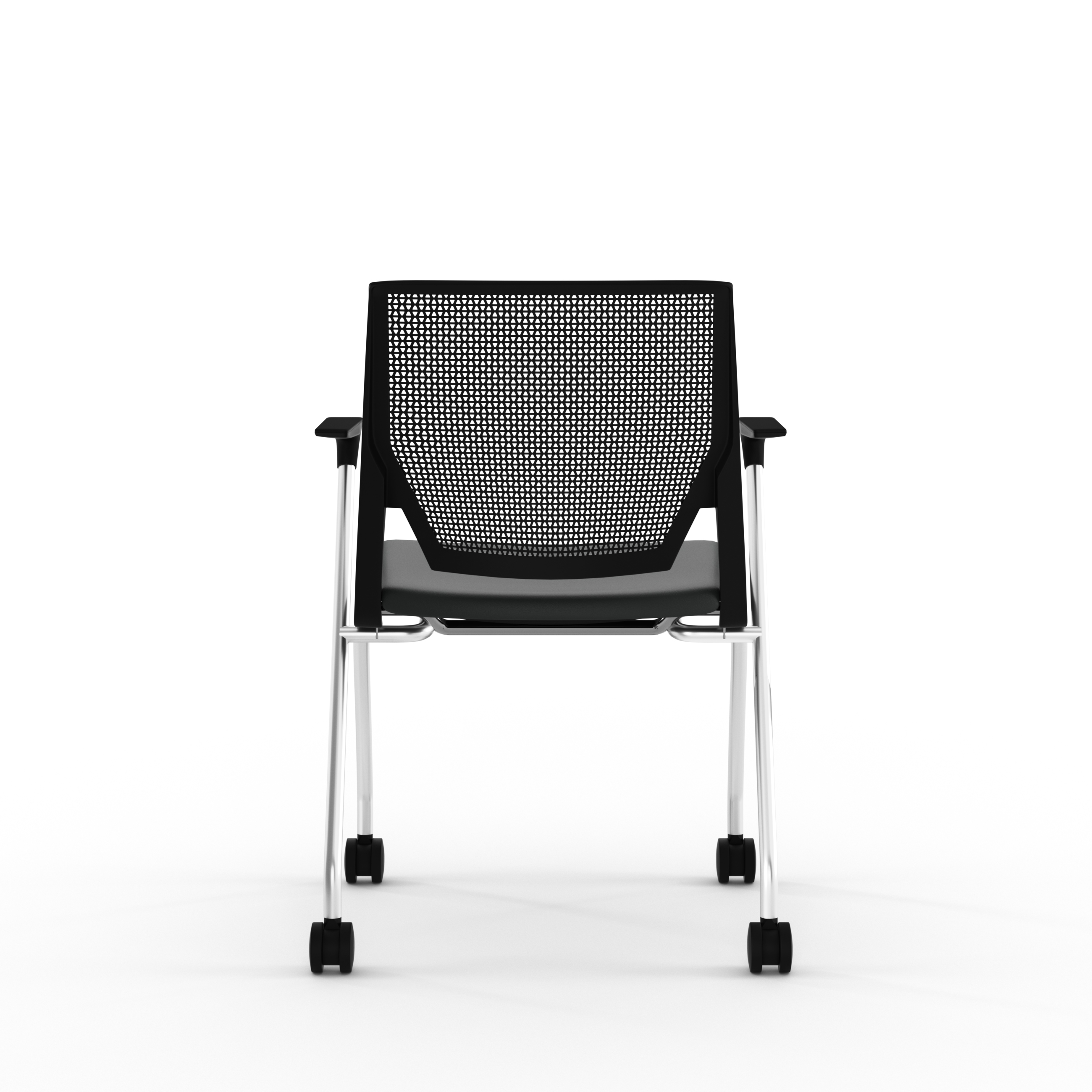 Fauteuil 4 pieds Véry - assise textile enduit - dossier polypropylène - piétement chrome sur roulettes