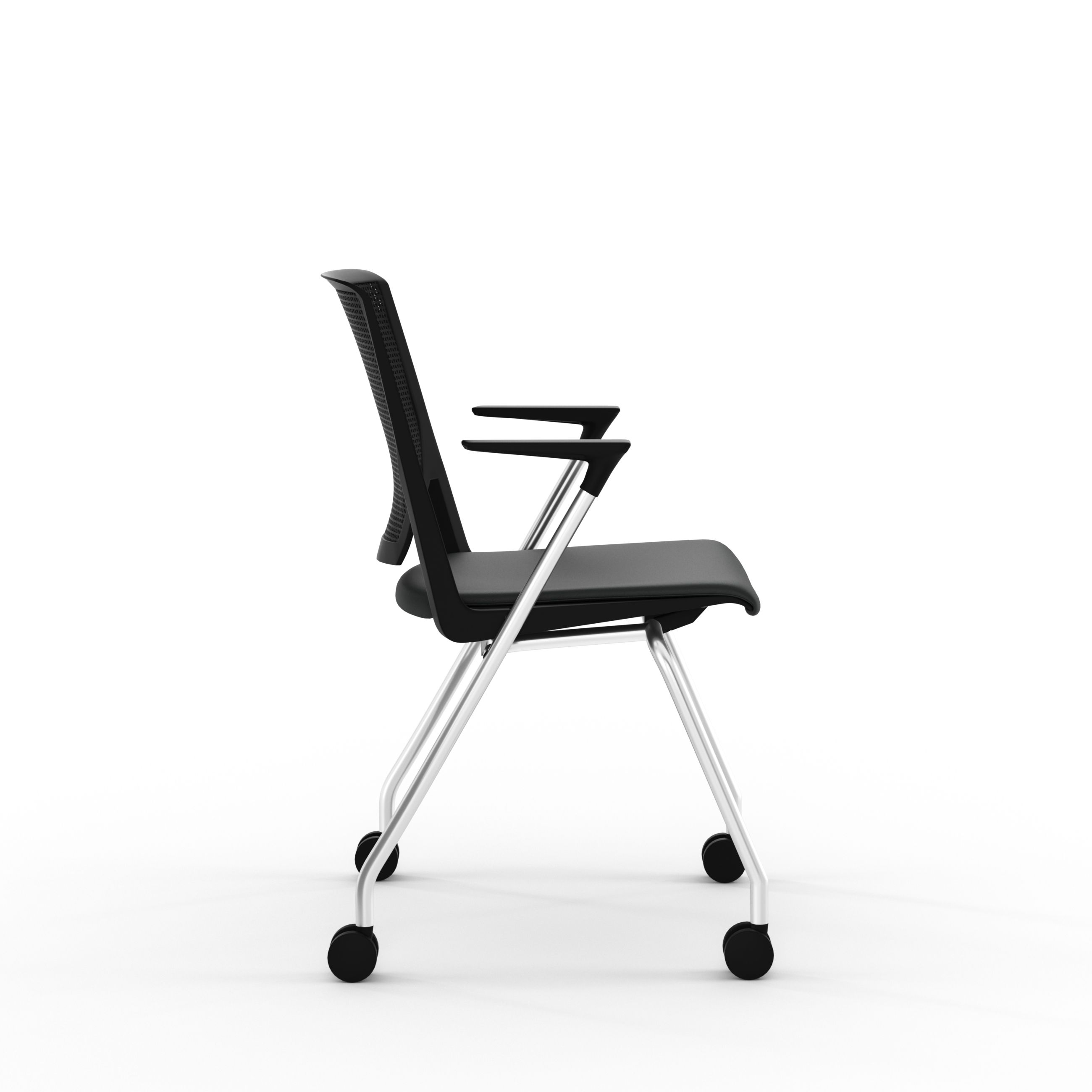 Fauteuil 4 pieds Véry - assise textile enduit - dossier polypropylène - piétement chrome sur roulettes